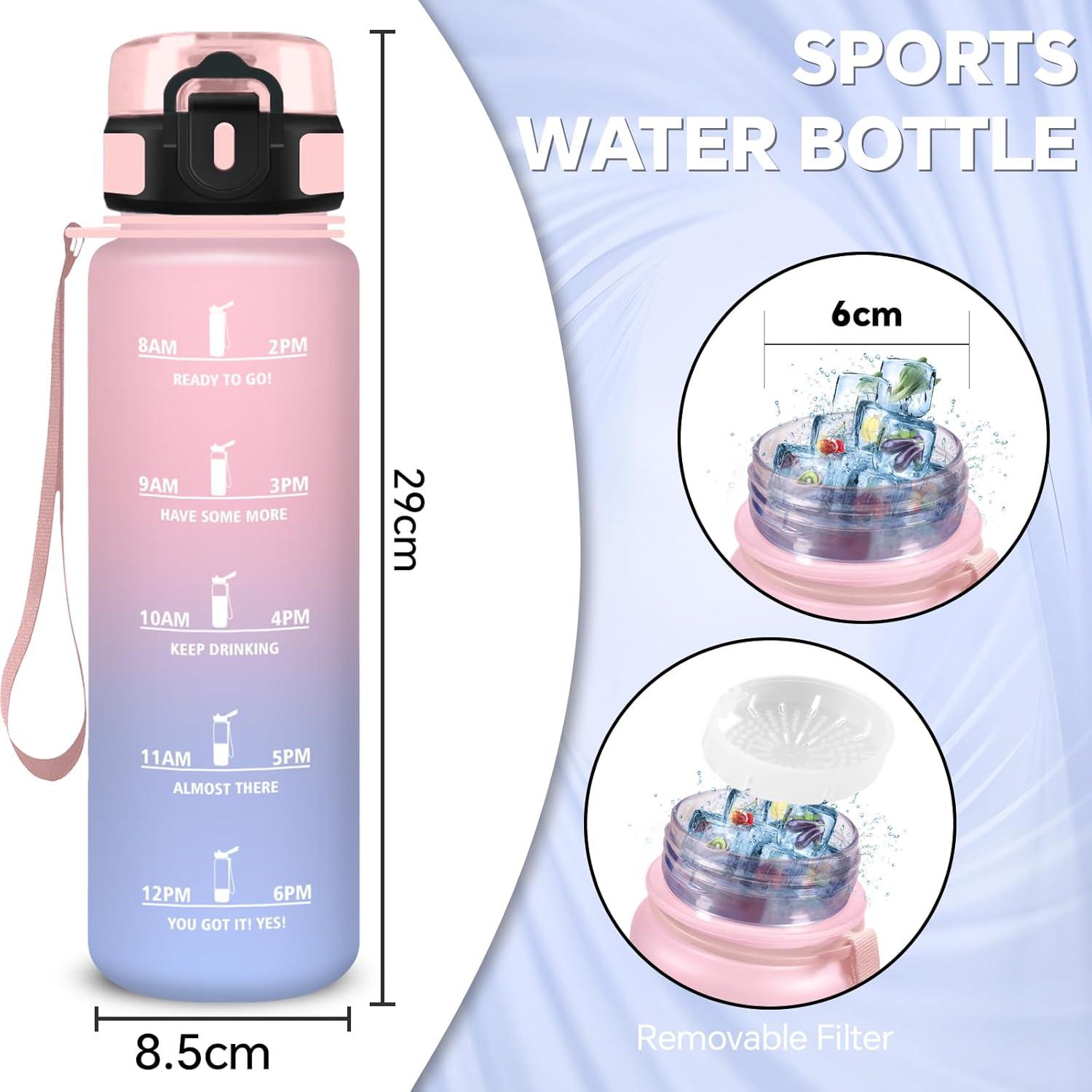 imageGourde Gourde 500ml Bouteille Filtrante AntiFuite Facile Transporter Bouteille deau pour Motivation Facile Nettoyer pour Bureau Voyage Extrieur Adulte Camping Voyage Sport RunningRoseciel