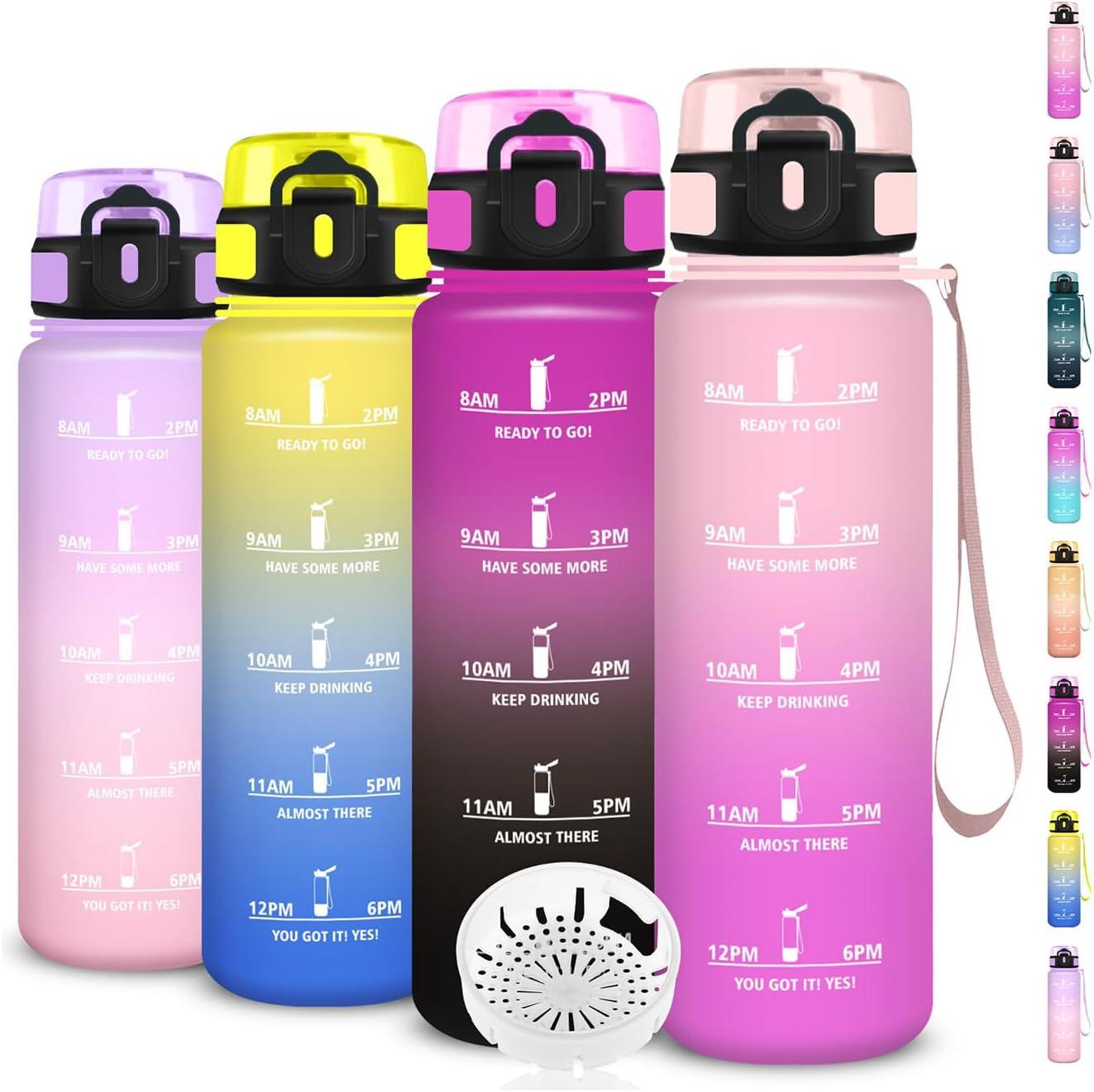 imageGourde Gourde 500ml Bouteille Filtrante AntiFuite Facile Transporter Bouteille deau pour Motivation Facile Nettoyer pour Bureau Voyage Extrieur Adulte Camping Voyage Sport RunningRoserose