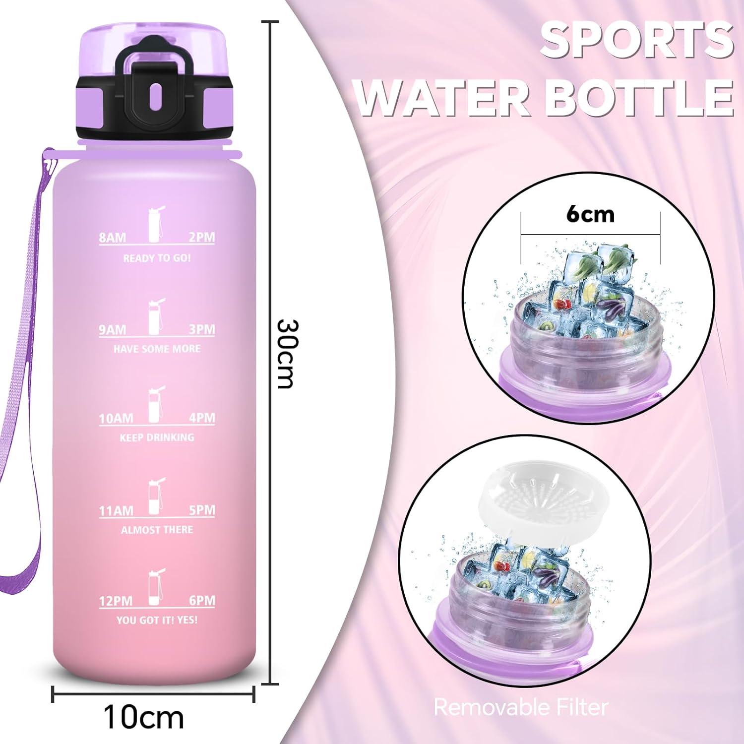 imageGourde Gourde 500ml Bouteille Filtrante AntiFuite Facile Transporter Bouteille deau pour Motivation Facile Nettoyer pour Bureau Voyage Extrieur Adulte Camping Voyage Sport RunningIrisrose