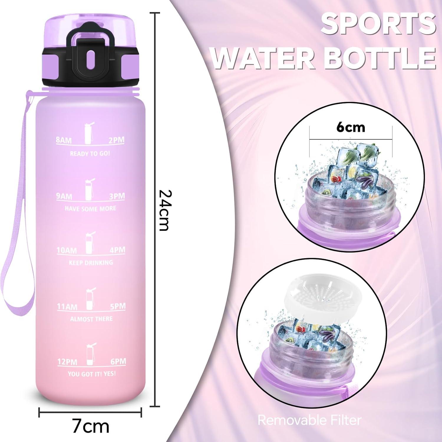 imageGourde Gourde 500ml Bouteille Filtrante AntiFuite Facile Transporter Bouteille deau pour Motivation Facile Nettoyer pour Bureau Voyage Extrieur Adulte Camping Voyage Sport RunningIrisrose