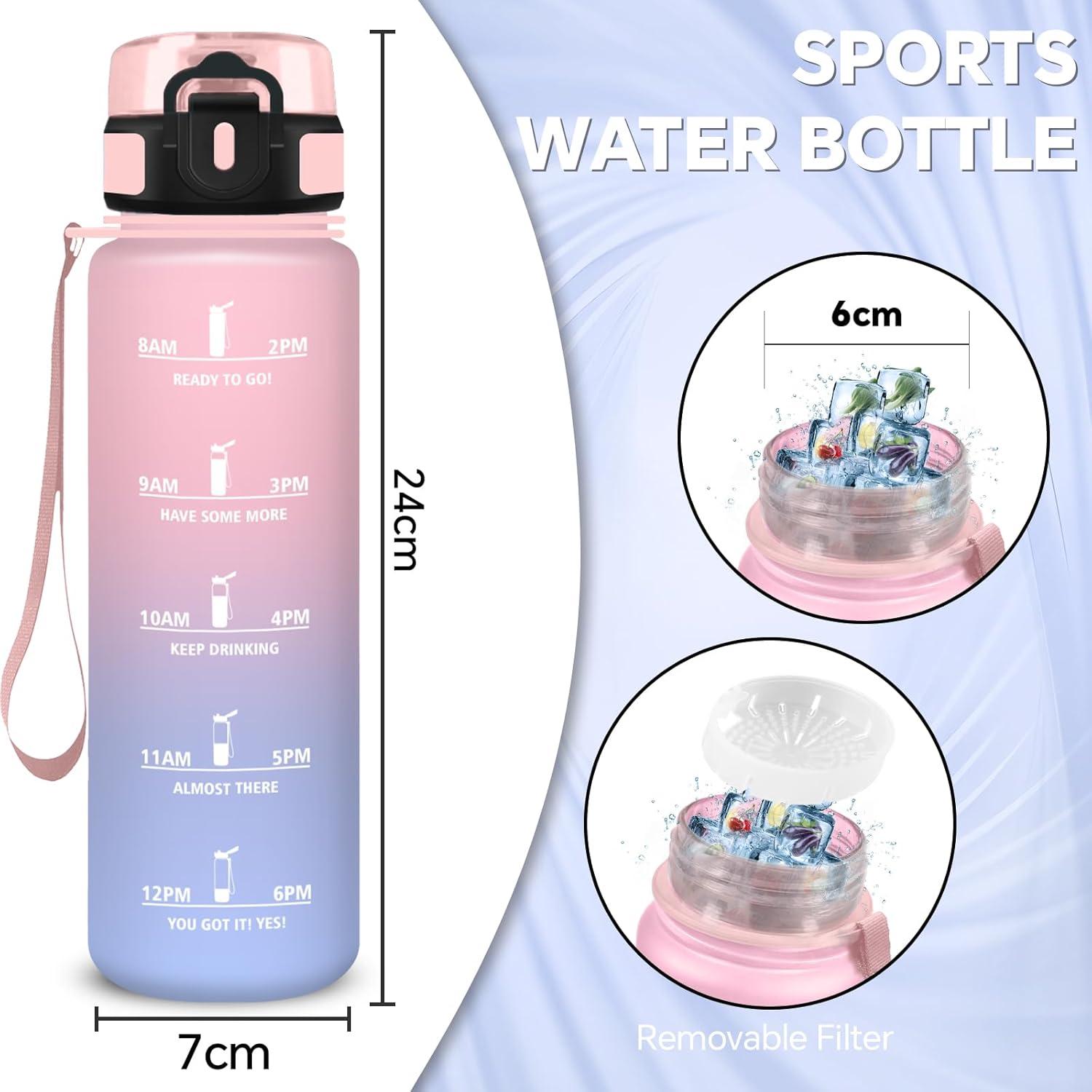 imageGourde Gourde 500ml Bouteille Filtrante AntiFuite Facile Transporter Bouteille deau pour Motivation Facile Nettoyer pour Bureau Voyage Extrieur Adulte Camping Voyage Sport RunningRoseciel