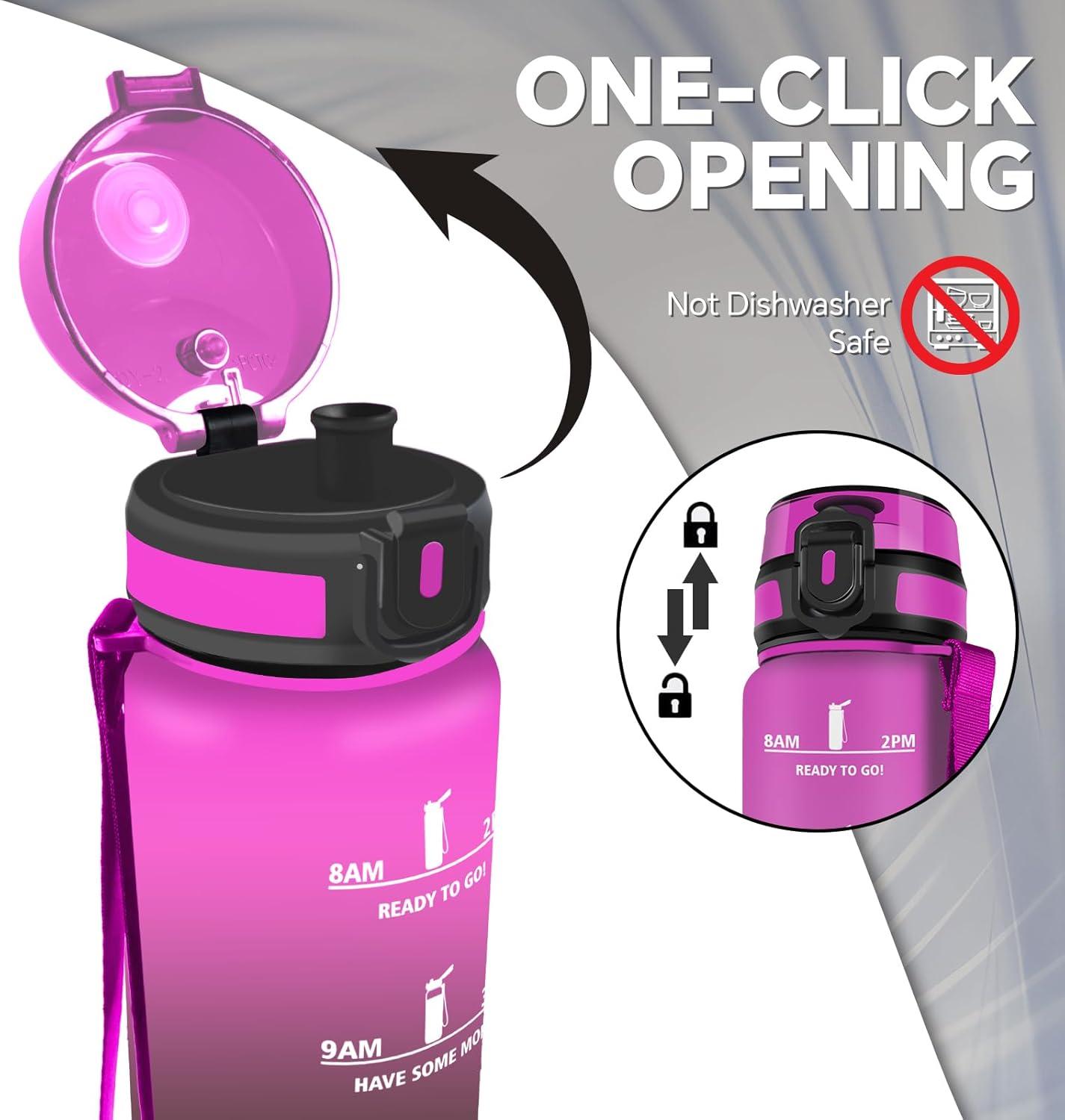 imageGourde Gourde 500ml Bouteille Filtrante AntiFuite Facile Transporter Bouteille deau pour Motivation Facile Nettoyer pour Bureau Voyage Extrieur Adulte Camping Voyage Sport RunningVioletnoir