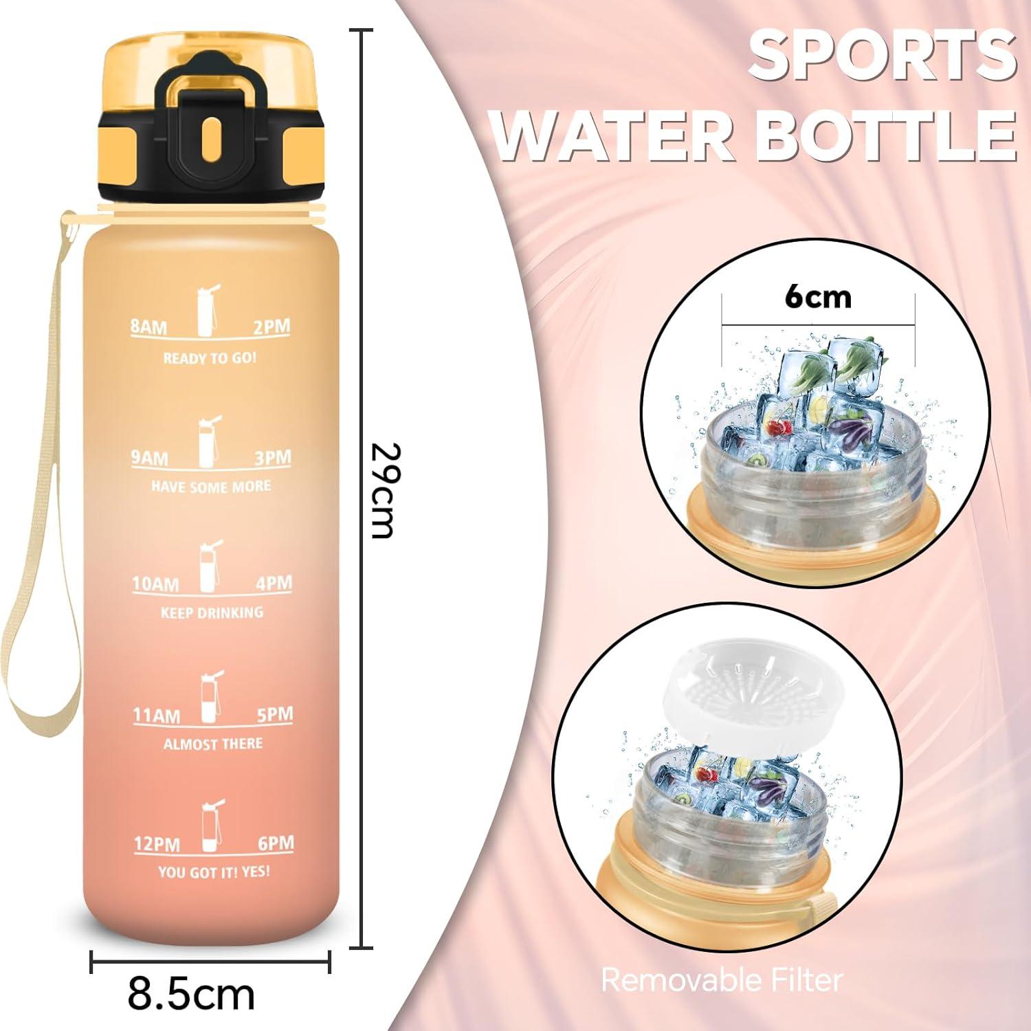 imageGourde Gourde 500ml Bouteille Filtrante AntiFuite Facile Transporter Bouteille deau pour Motivation Facile Nettoyer pour Bureau Voyage Extrieur Adulte Camping Voyage Sport RunningAmbreorange