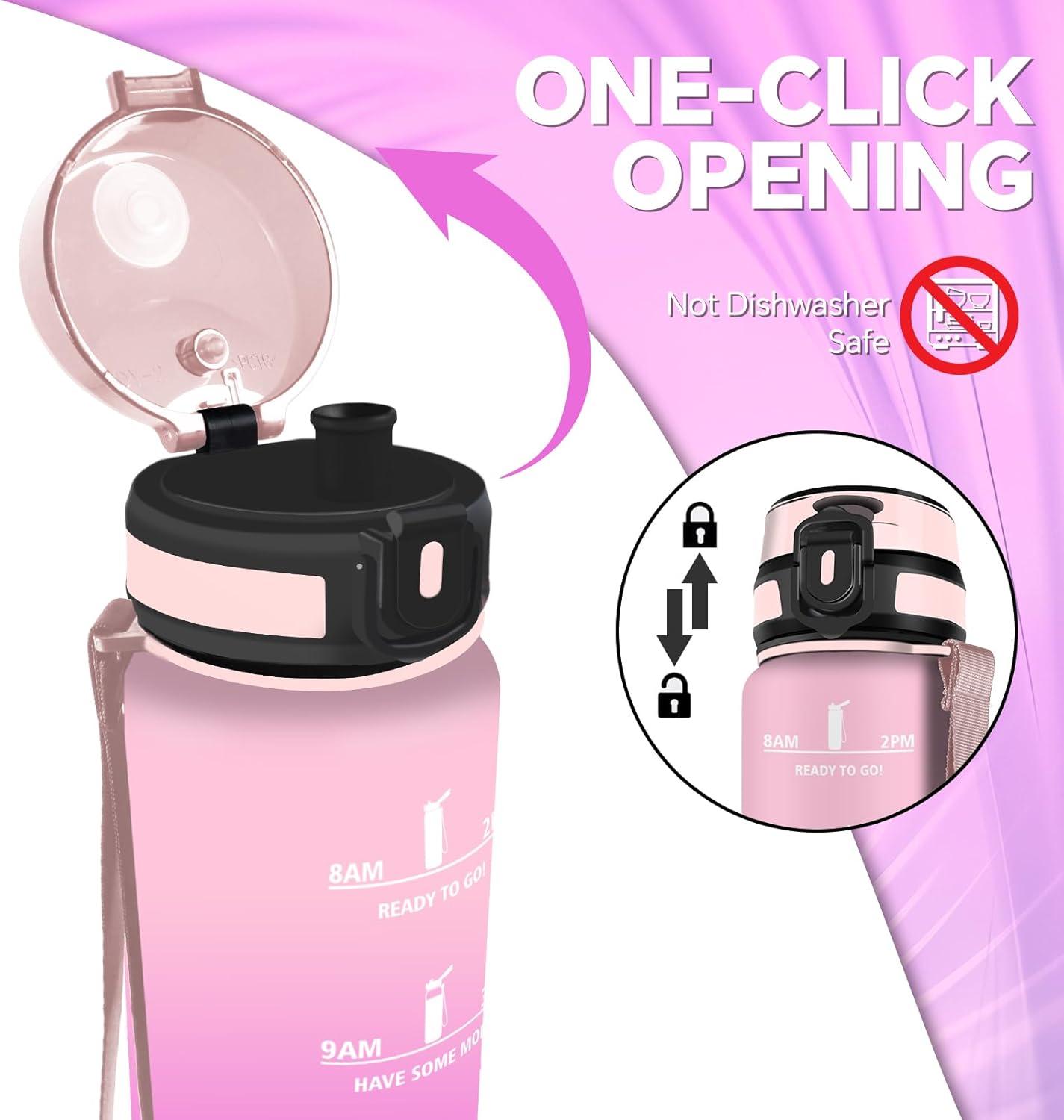 imageGourde Gourde 500ml Bouteille Filtrante AntiFuite Facile Transporter Bouteille deau pour Motivation Facile Nettoyer pour Bureau Voyage Extrieur Adulte Camping Voyage Sport RunningRoserose