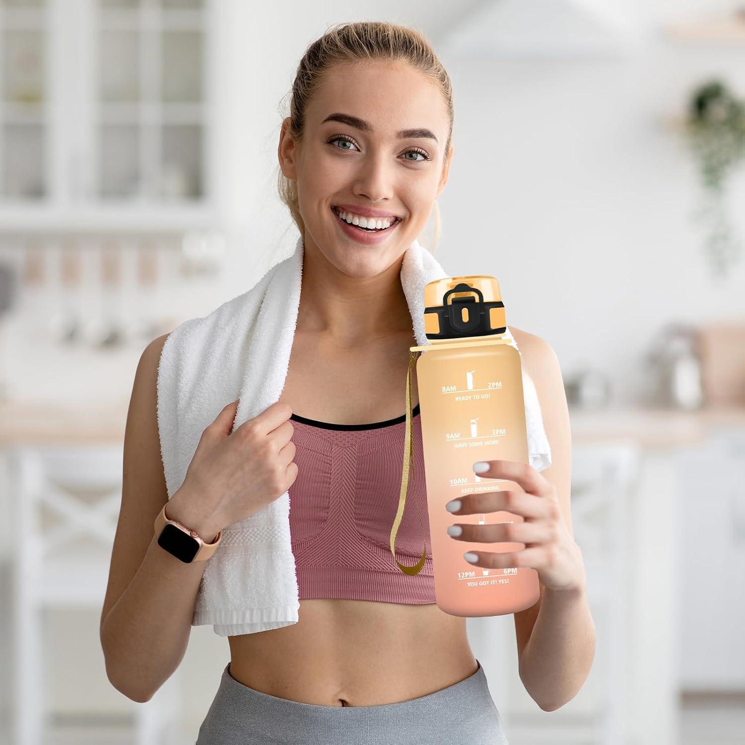 imageGourde Gourde 500ml Bouteille Filtrante AntiFuite Facile Transporter Bouteille deau pour Motivation Facile Nettoyer pour Bureau Voyage Extrieur Adulte Camping Voyage Sport RunningAmbreorange