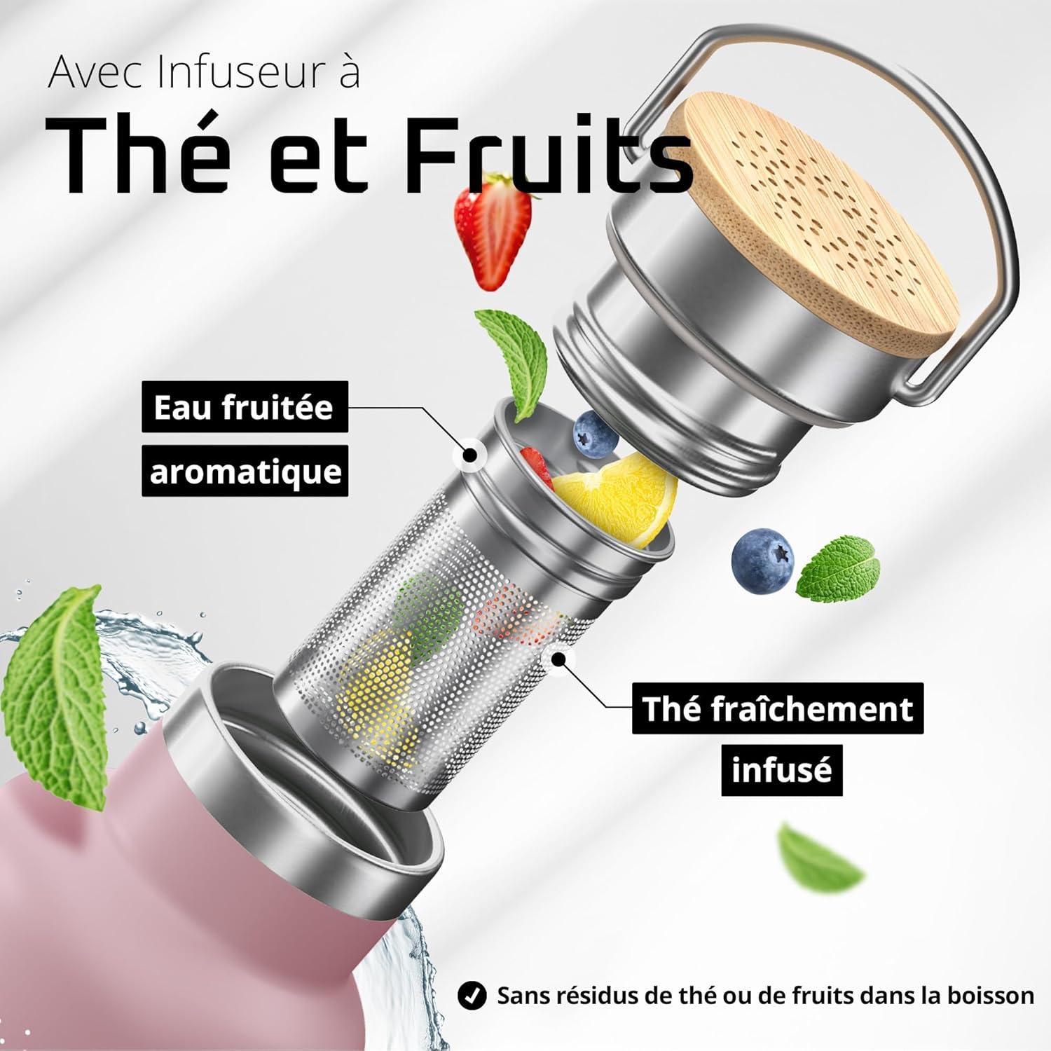 imageGourde Inox Isotherme ACTIVE FLASK 1l500ml sans BPA Paille 3 Bouchons Bouteille deau Acier Inoxydable Isole Thermos Rutilisable Camping Velo Sport Running Randonne Enfant Caf TheDusky Pink Bamboo