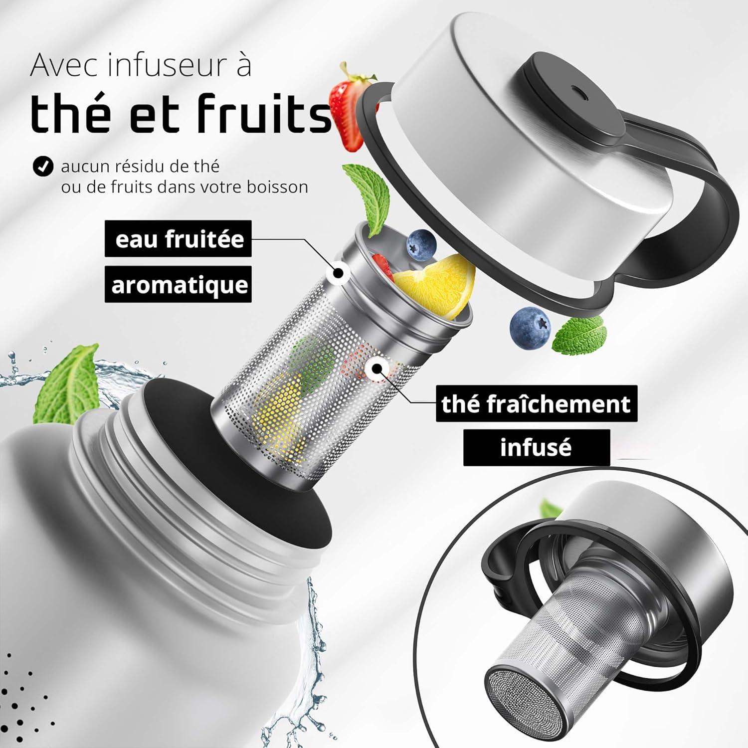 imageGourde Inox Isotherme ACTIVE FLASK 1l500ml sans BPA Paille 3 Bouchons Bouteille deau Acier Inoxydable Isole Thermos Rutilisable Camping Velo Sport Running Randonne Enfant Caf TheClassic Stainless