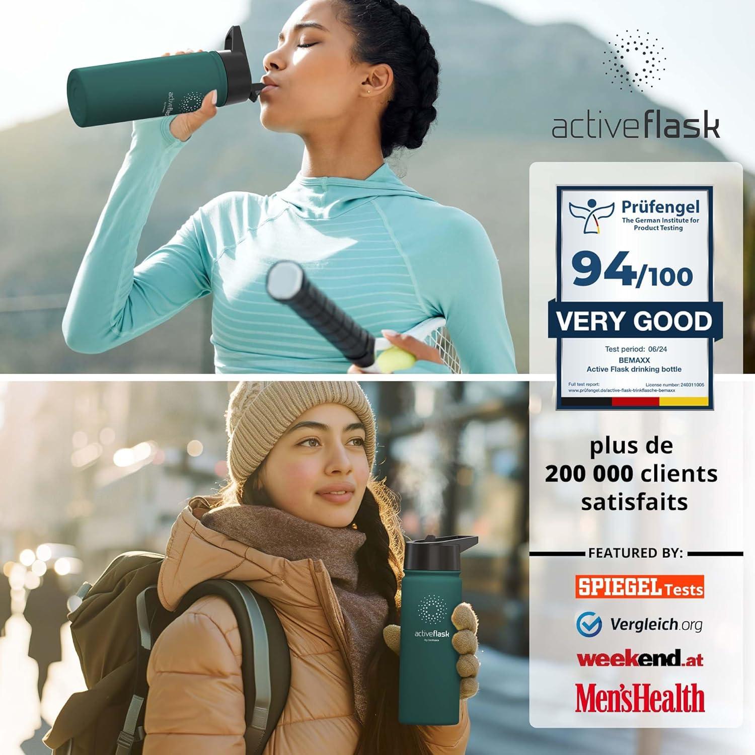 imageGourde Inox Isotherme ACTIVE FLASK 1l500ml sans BPA Paille 3 Bouchons Bouteille deau Acier Inoxydable Isole Thermos Rutilisable Camping Velo Sport Running Randonne Enfant Caf TheDark Teal
