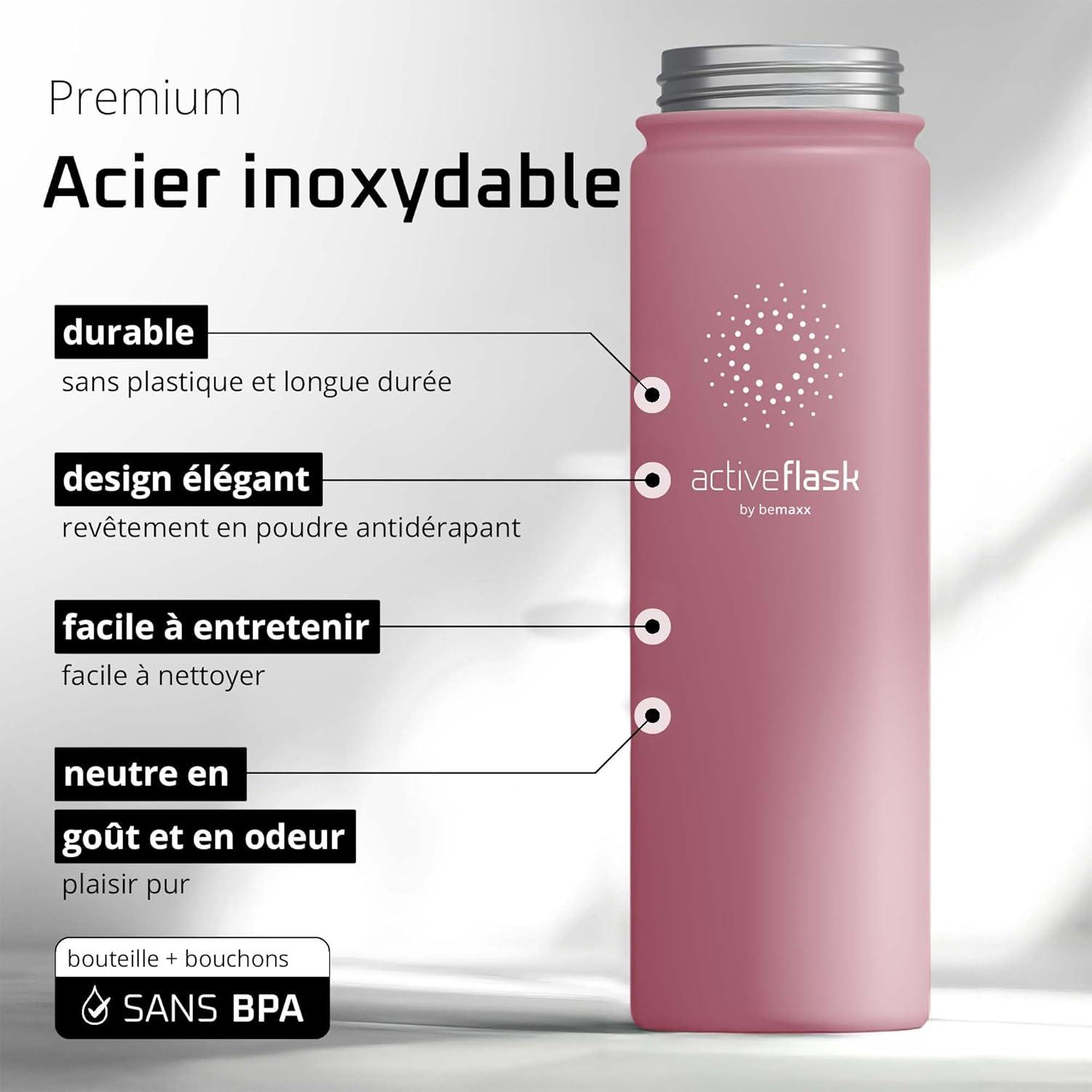 imageGourde Inox Isotherme ACTIVE FLASK 1l500ml sans BPA Paille 3 Bouchons Bouteille deau Acier Inoxydable Isole Thermos Rutilisable Camping Velo Sport Running Randonne Enfant Caf TheDusky Pink