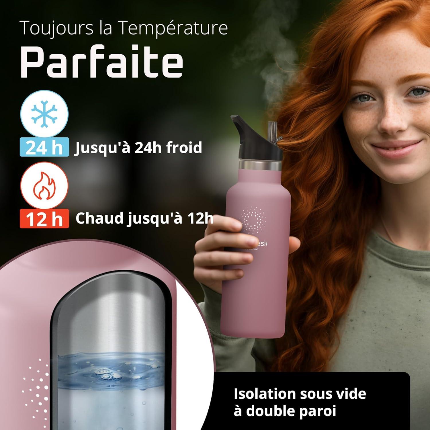 imageGourde Inox Isotherme ACTIVE FLASK 1l500ml sans BPA Paille 3 Bouchons Bouteille deau Acier Inoxydable Isole Thermos Rutilisable Camping Velo Sport Running Randonne Enfant Caf TheDusky Pink Bamboo