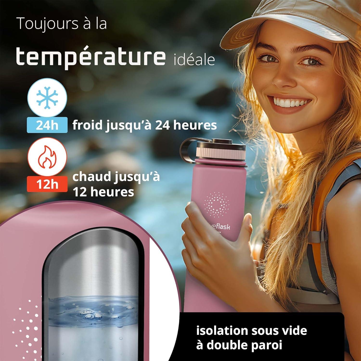imageGourde Inox Isotherme ACTIVE FLASK 1l500ml sans BPA Paille 3 Bouchons Bouteille deau Acier Inoxydable Isole Thermos Rutilisable Camping Velo Sport Running Randonne Enfant Caf TheDusky Pink