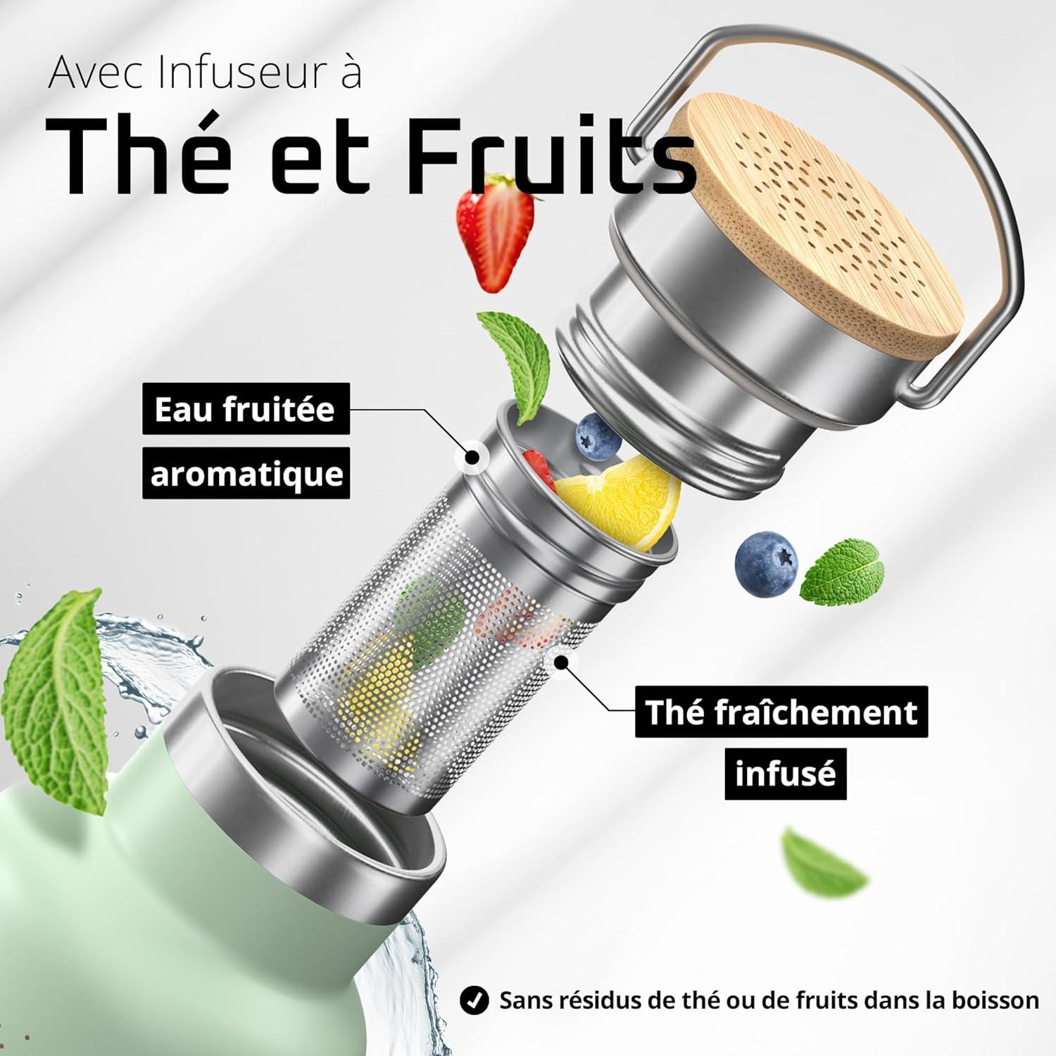imageGourde Inox Isotherme ACTIVE FLASK 1l500ml sans BPA Paille 3 Bouchons Bouteille deau Acier Inoxydable Isole Thermos Rutilisable Camping Velo Sport Running Randonne Enfant Caf TheSage Bamboo