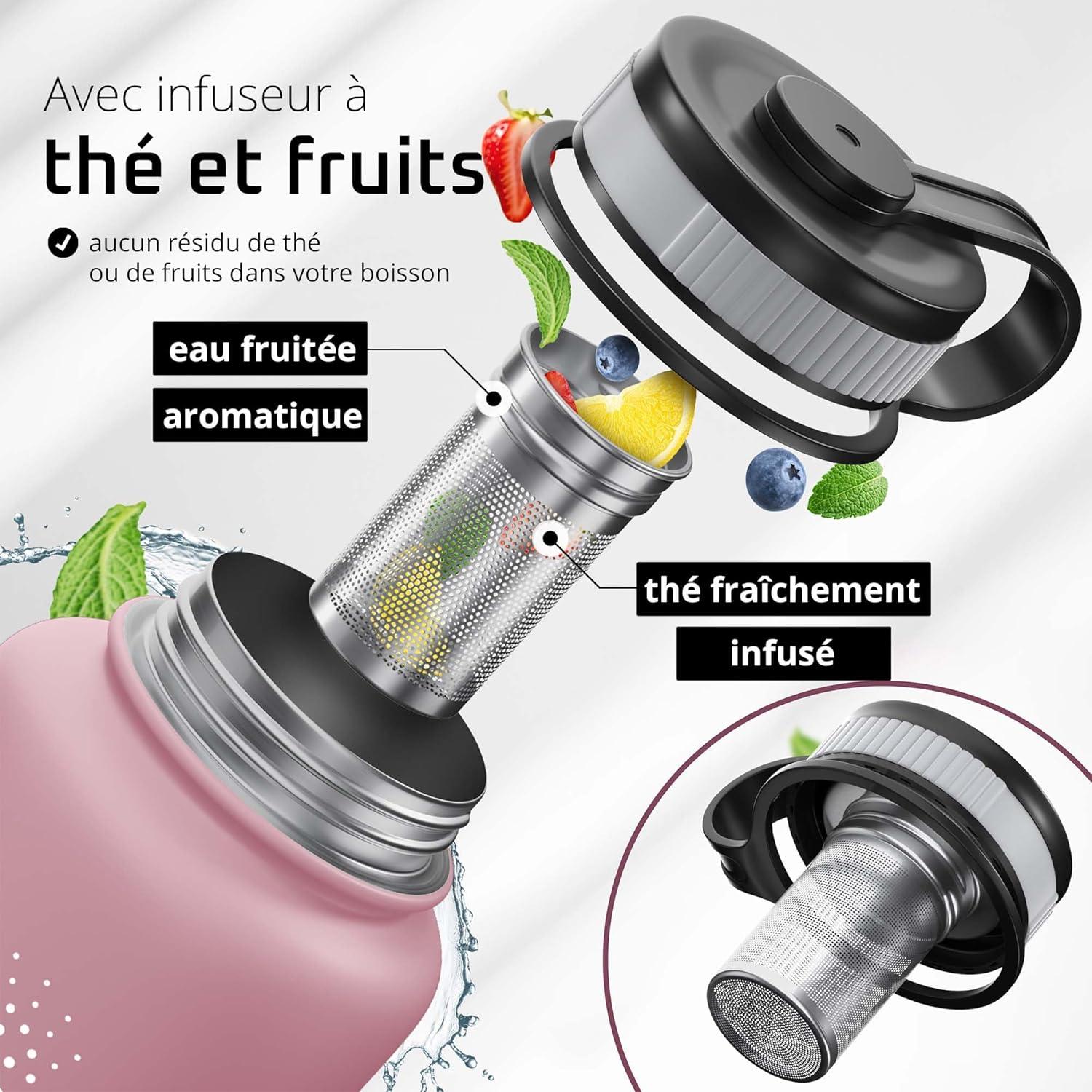 imageGourde Inox Isotherme ACTIVE FLASK 1l500ml sans BPA Paille 3 Bouchons Bouteille deau Acier Inoxydable Isole Thermos Rutilisable Camping Velo Sport Running Randonne Enfant Caf TheDusky Pink