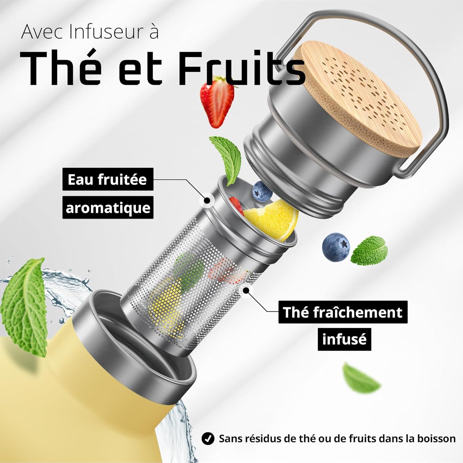 imageGourde Inox Isotherme ACTIVE FLASK 1l500ml sans BPA Paille 3 Bouchons Bouteille deau Acier Inoxydable Isole Thermos Rutilisable Camping Velo Sport Running Randonne Enfant Caf ThePopcorn Bamboo