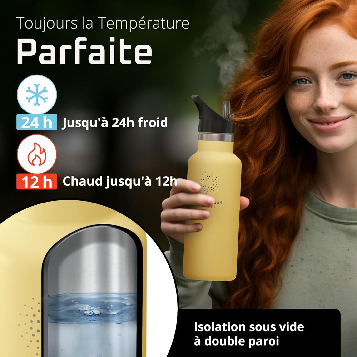 imageGourde Inox Isotherme ACTIVE FLASK 1l500ml sans BPA Paille 3 Bouchons Bouteille deau Acier Inoxydable Isole Thermos Rutilisable Camping Velo Sport Running Randonne Enfant Caf ThePopcorn Bamboo