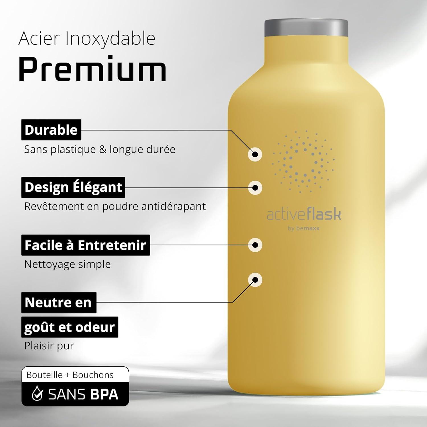imageGourde Inox Isotherme ACTIVE FLASK 1l500ml sans BPA Paille 3 Bouchons Bouteille deau Acier Inoxydable Isole Thermos Rutilisable Camping Velo Sport Running Randonne Enfant Caf ThePopcorn Bamboo