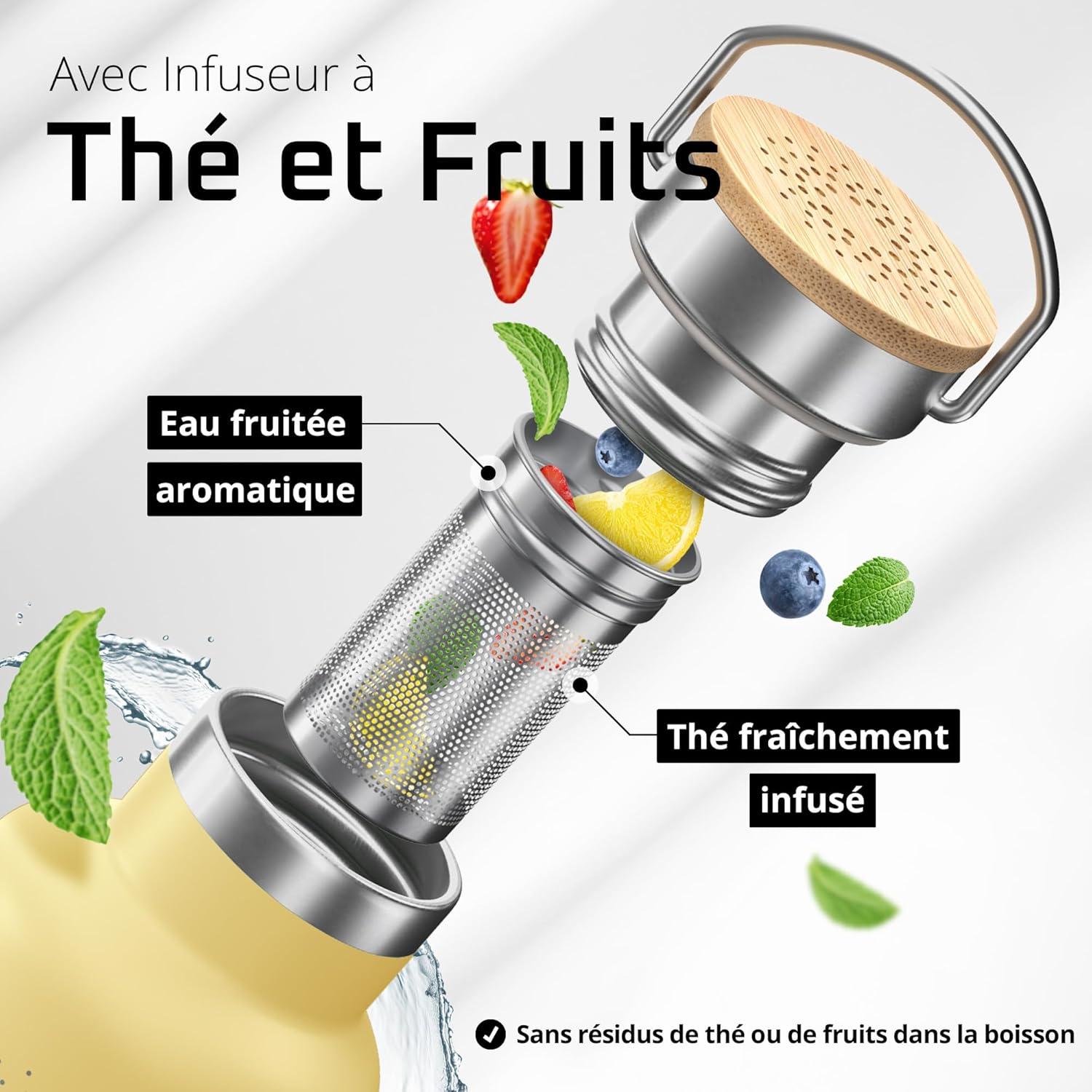 imageGourde Inox Isotherme ACTIVE FLASK 1l500ml sans BPA Paille 3 Bouchons Bouteille deau Acier Inoxydable Isole Thermos Rutilisable Camping Velo Sport Running Randonne Enfant Caf ThePopcorn Bamboo