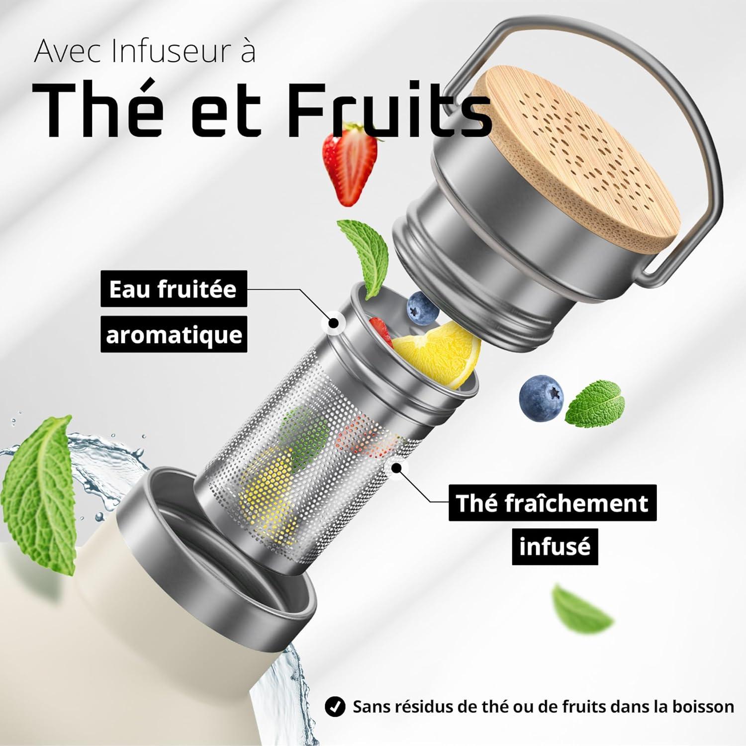 imageGourde Inox Isotherme ACTIVE FLASK 1l500ml sans BPA Paille 3 Bouchons Bouteille deau Acier Inoxydable Isole Thermos Rutilisable Camping Velo Sport Running Randonne Enfant Caf TheCream White Bamboo