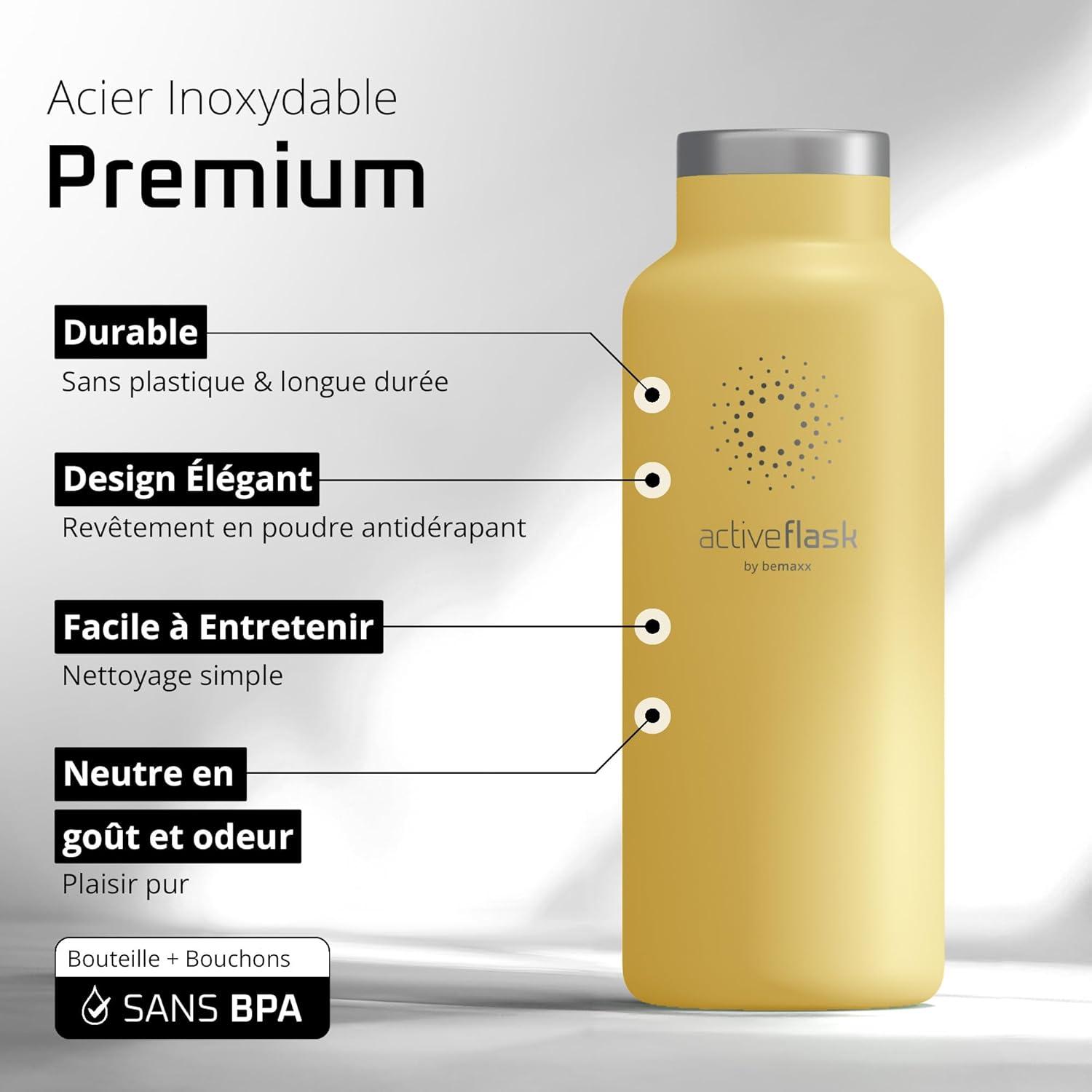 imageGourde Inox Isotherme ACTIVE FLASK 1l500ml sans BPA Paille 3 Bouchons Bouteille deau Acier Inoxydable Isole Thermos Rutilisable Camping Velo Sport Running Randonne Enfant Caf ThePopcorn Bamboo