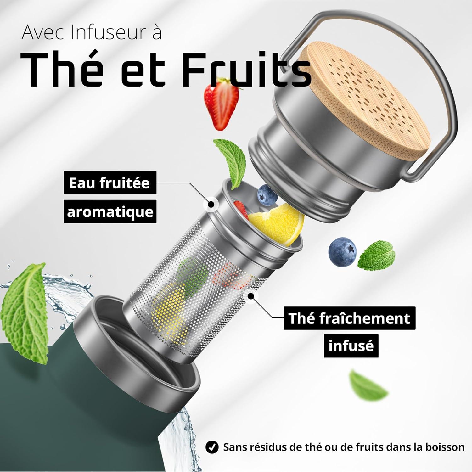 imageGourde Inox Isotherme ACTIVE FLASK 1l500ml sans BPA Paille 3 Bouchons Bouteille deau Acier Inoxydable Isole Thermos Rutilisable Camping Velo Sport Running Randonne Enfant Caf TheDark Teal Bamboo