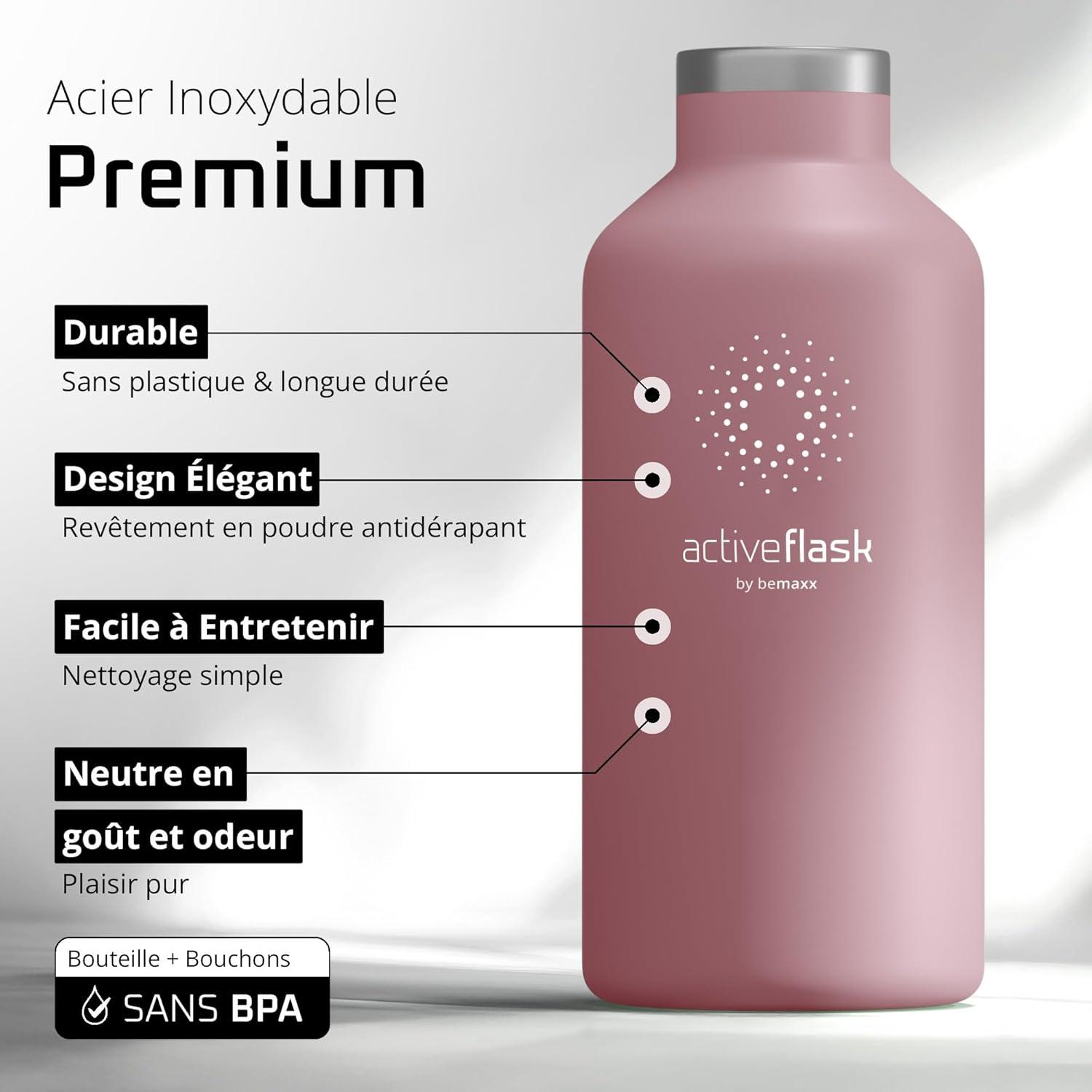 imageGourde Inox Isotherme ACTIVE FLASK 1l500ml sans BPA Paille 3 Bouchons Bouteille deau Acier Inoxydable Isole Thermos Rutilisable Camping Velo Sport Running Randonne Enfant Caf TheDusky Pink Bamboo