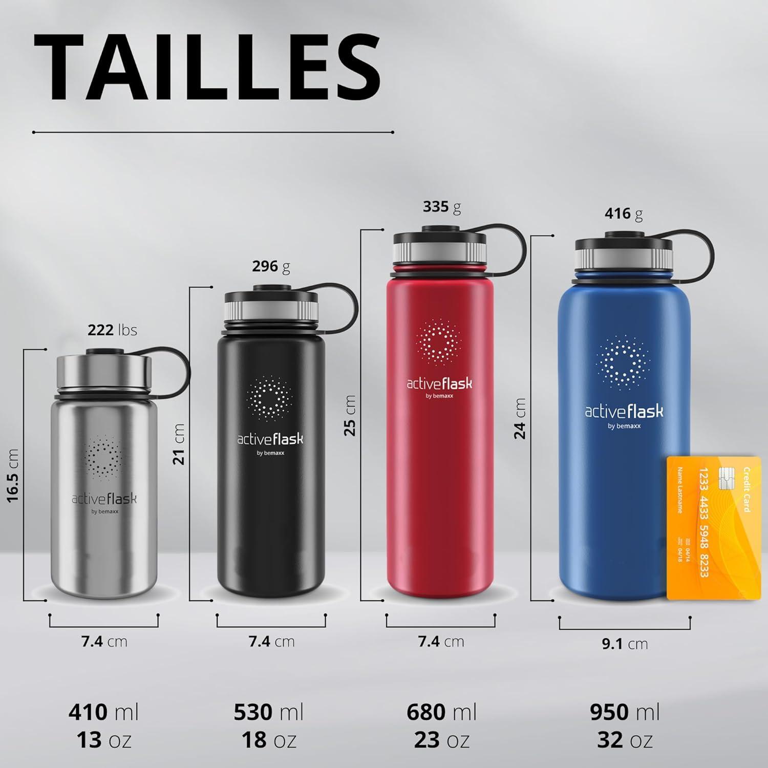 imageGourde Inox Isotherme ACTIVE FLASK 1l500ml sans BPA Paille 3 Bouchons Bouteille deau Acier Inoxydable Isole Thermos Rutilisable Camping Velo Sport Running Randonne Enfant Caf TheClassic Stainless