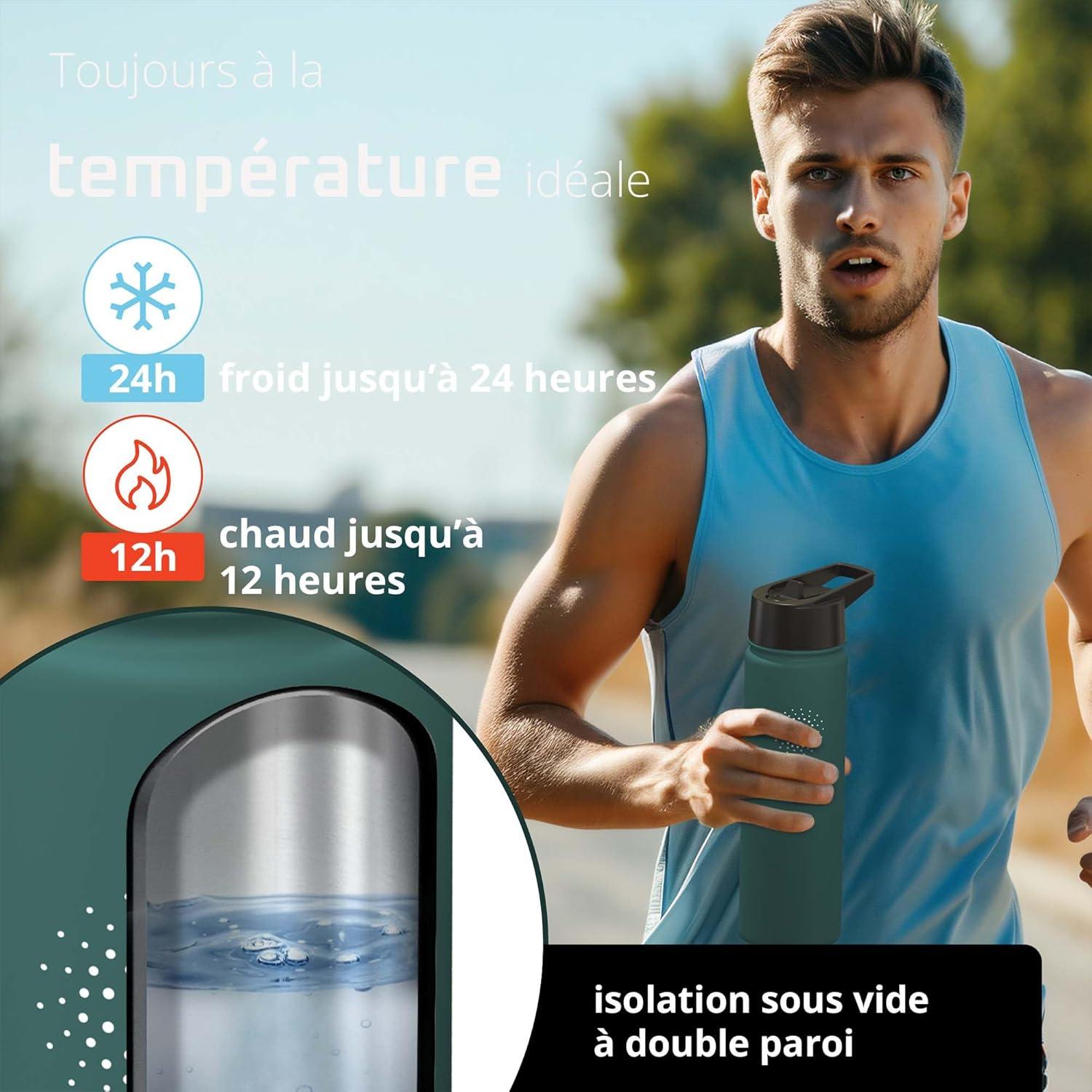 imageGourde Inox Isotherme ACTIVE FLASK 1l500ml sans BPA Paille 3 Bouchons Bouteille deau Acier Inoxydable Isole Thermos Rutilisable Camping Velo Sport Running Randonne Enfant Caf TheDark Teal