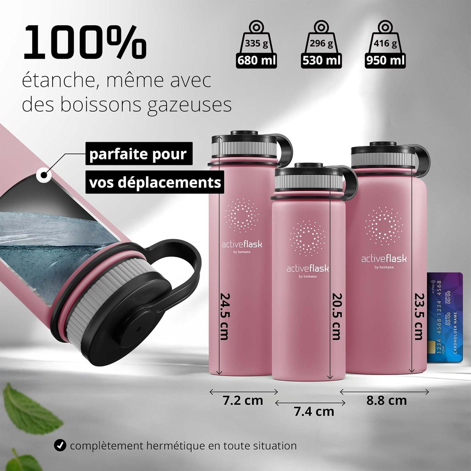 imageGourde Inox Isotherme ACTIVE FLASK 1l500ml sans BPA Paille 3 Bouchons Bouteille deau Acier Inoxydable Isole Thermos Rutilisable Camping Velo Sport Running Randonne Enfant Caf TheDusky Pink