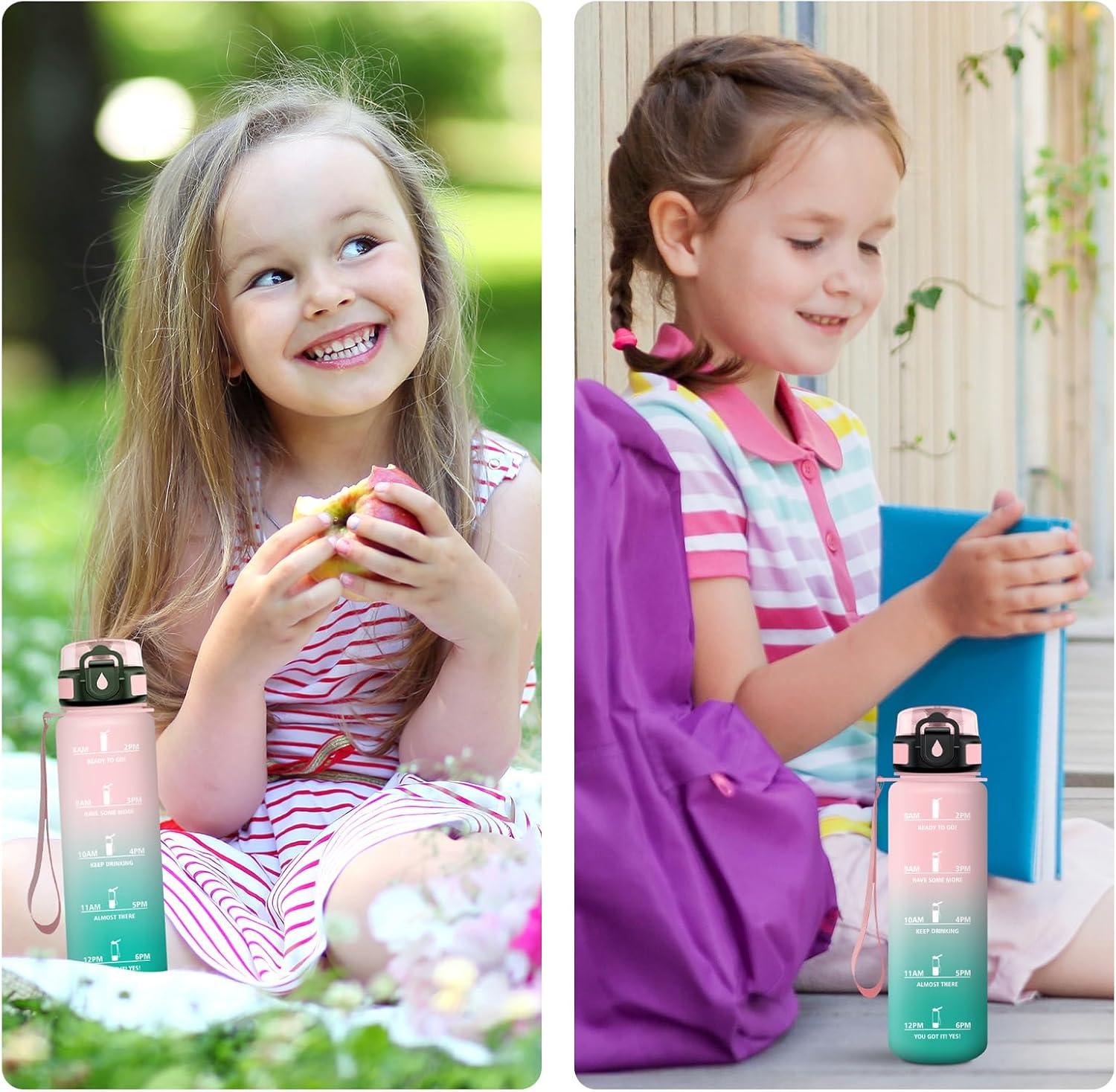imageGourde Sport 1L Gourde avec Filtre sans BPA Bouteille deau de Motivation avec Marqueur de Temps tanche et Rutilisable Bouteille Rutilisable pour lcole Sport Bureau Yoga Camping17oz500ml Rose Cyan