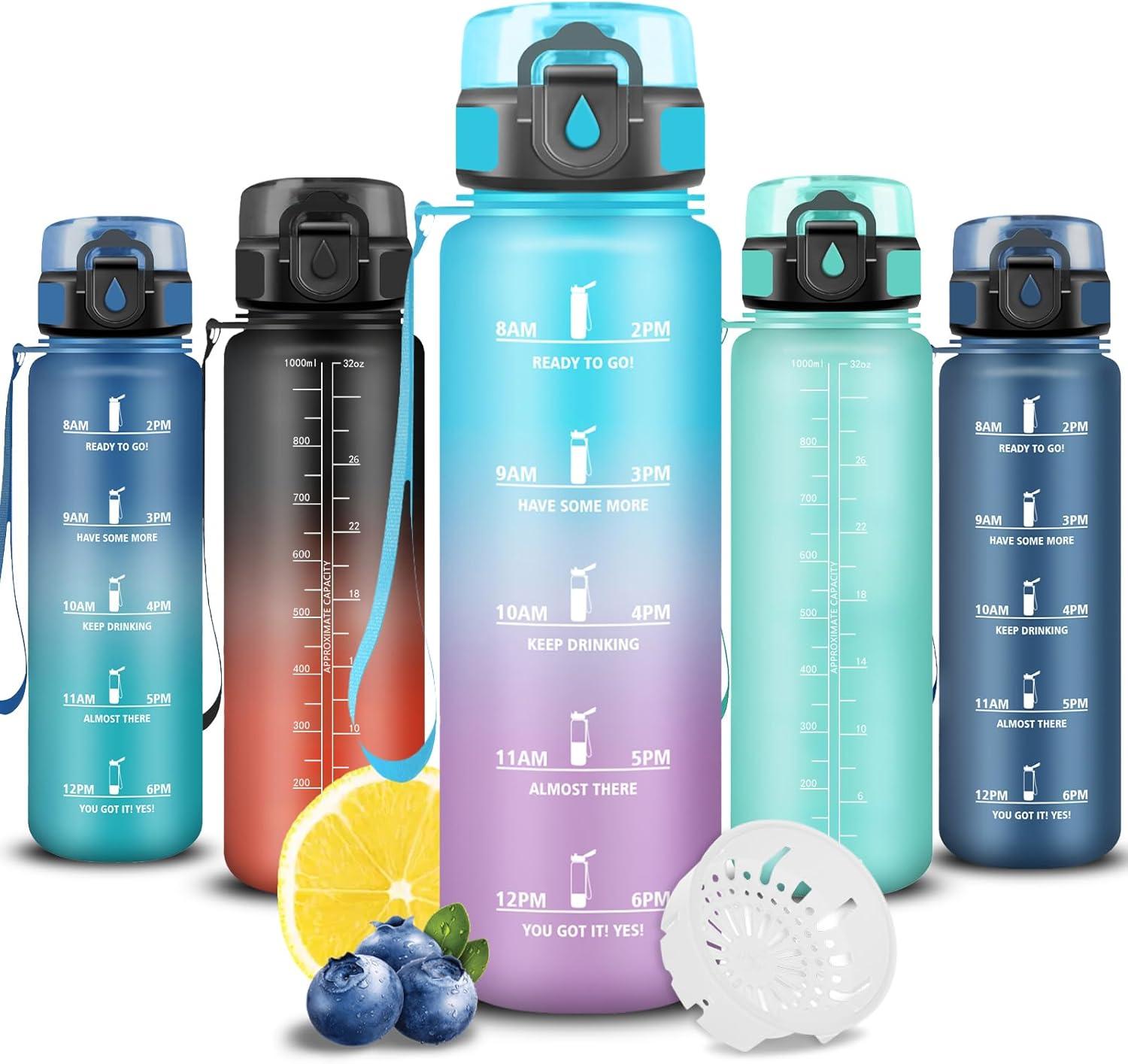 imageGrsta Gourde Gourde 500ml Bouteille Filtrante AntiFuite Facile Transporter Bouteille deau pour Motivation Facile Nettoyer pour Bureau Voyage Extrieur Adulte Camping Voyage SportBleuviolet