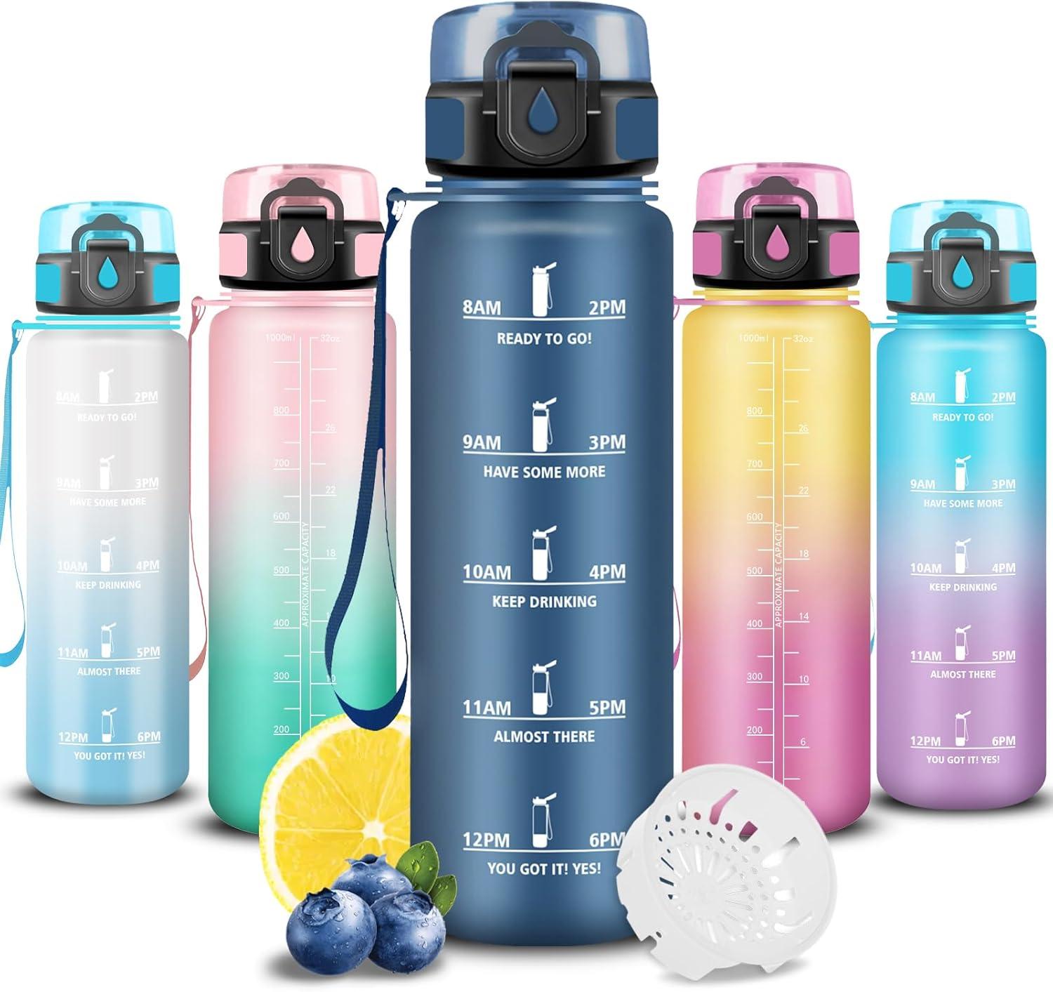 imageGrsta Gourde Gourde 500ml Bouteille Filtrante AntiFuite Facile Transporter Bouteille deau pour Motivation Facile Nettoyer pour Bureau Voyage Extrieur Adulte Camping Voyage SportBleu Marine