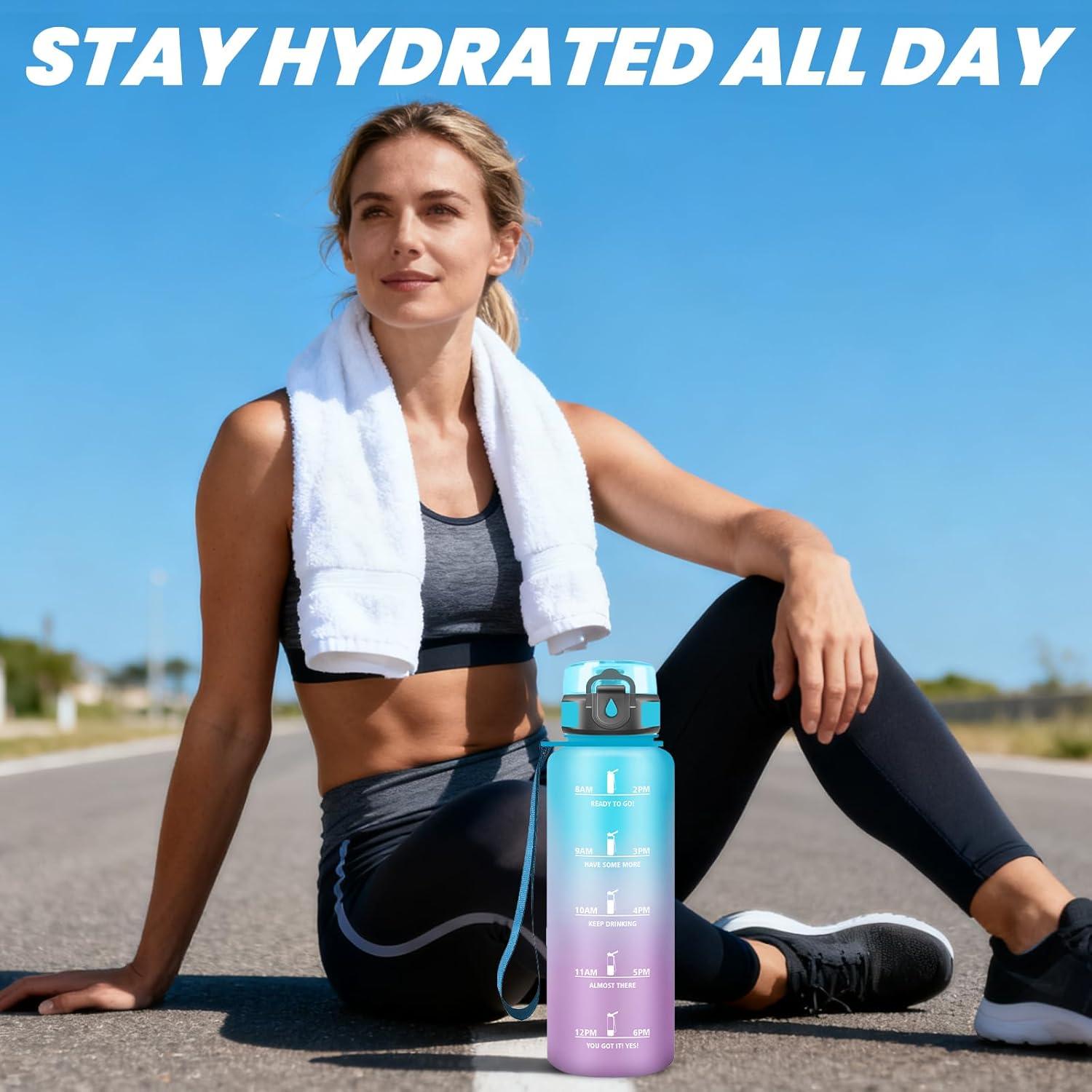 imageGrsta Gourde Gourde 500ml Bouteille Filtrante AntiFuite Facile Transporter Bouteille deau pour Motivation Facile Nettoyer pour Bureau Voyage Extrieur Adulte Camping Voyage SportBleuviolet
