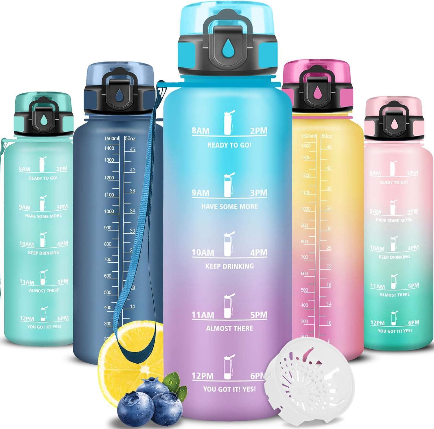 imageGrsta Gourde Gourde 500ml Bouteille Filtrante AntiFuite Facile Transporter Bouteille deau pour Motivation Facile Nettoyer pour Bureau Voyage Extrieur Adulte Camping Voyage SportBleuviolet