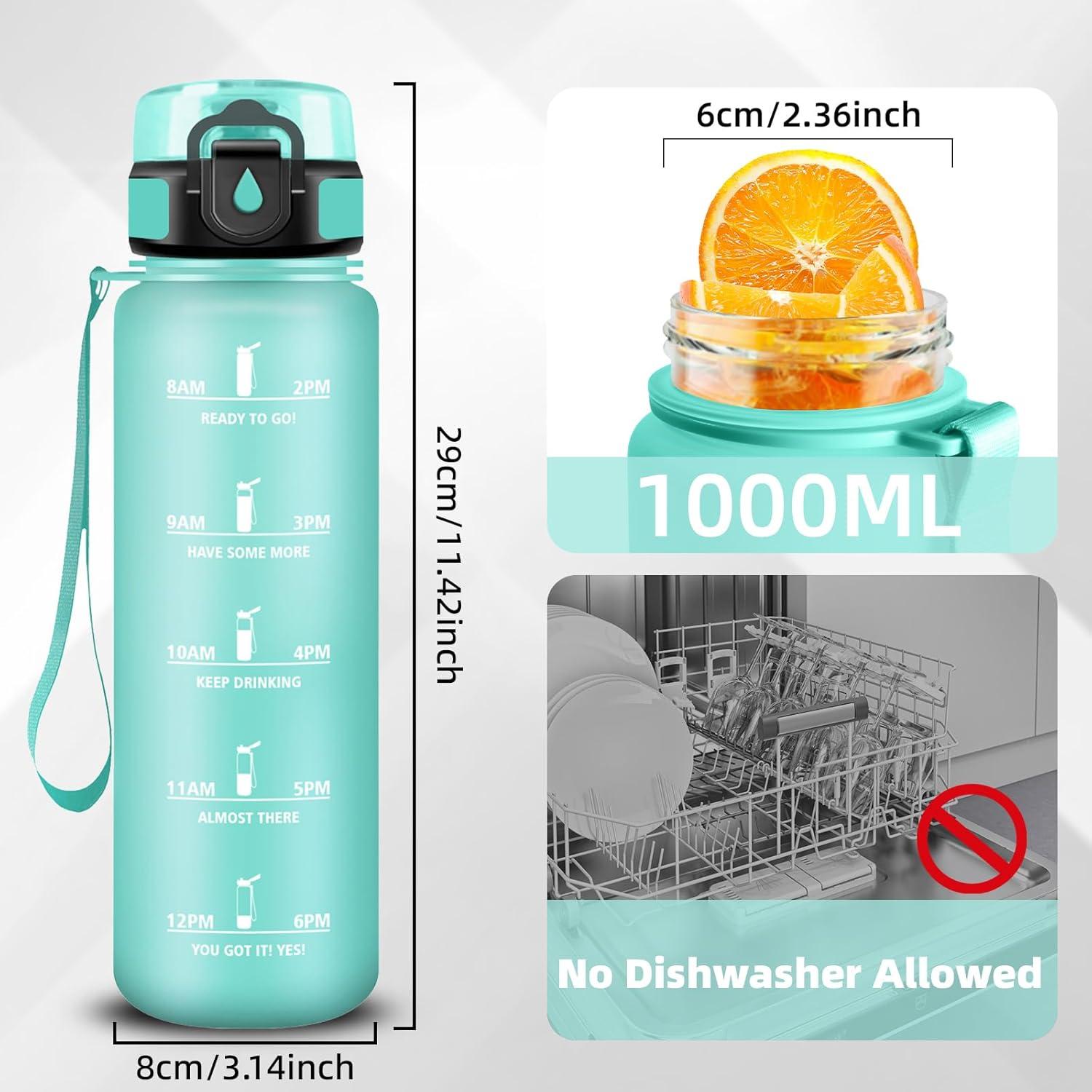 imageGrsta Gourde Gourde 500ml Bouteille Filtrante AntiFuite Facile Transporter Bouteille deau pour Motivation Facile Nettoyer pour Bureau Voyage Extrieur Adulte Camping Voyage SportM Bleuvert