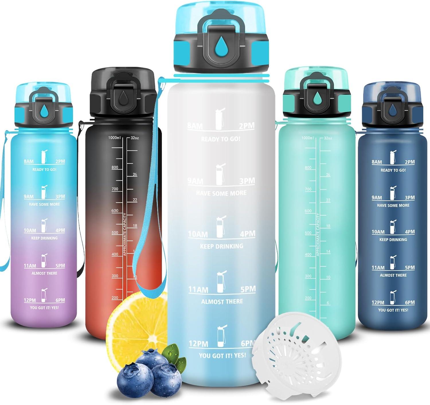 imageGrsta Gourde Gourde 500ml Bouteille Filtrante AntiFuite Facile Transporter Bouteille deau pour Motivation Facile Nettoyer pour Bureau Voyage Extrieur Adulte Camping Voyage SportGivrciel