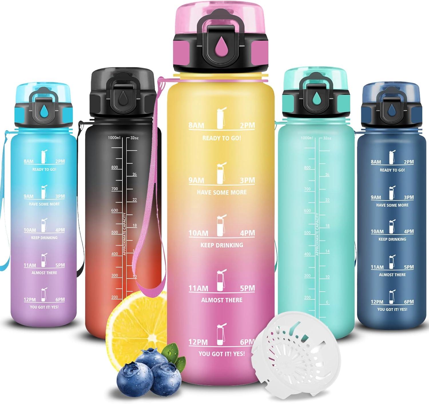 imageGrsta Gourde Gourde 500ml Bouteille Filtrante AntiFuite Facile Transporter Bouteille deau pour Motivation Facile Nettoyer pour Bureau Voyage Extrieur Adulte Camping Voyage SportJaunerose