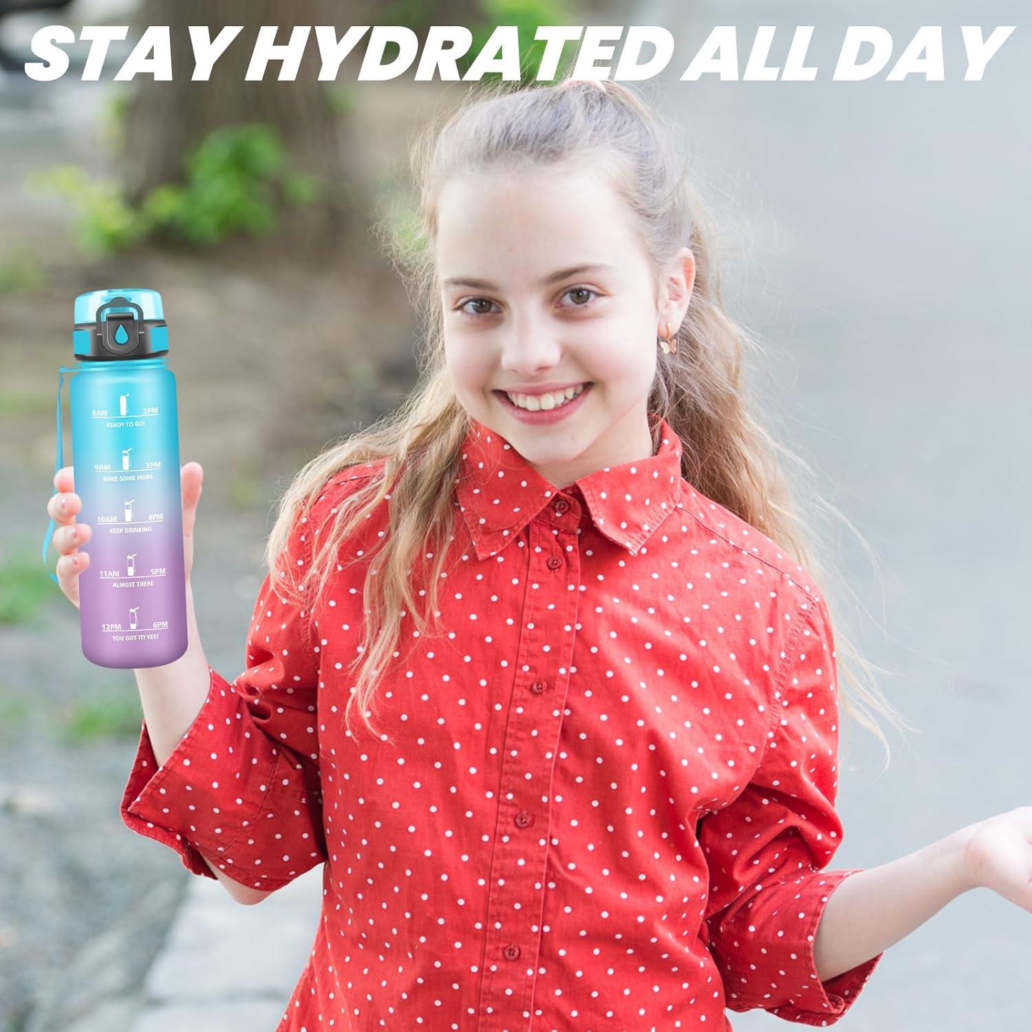 imageGrsta Gourde Gourde 500ml Bouteille Filtrante AntiFuite Facile Transporter Bouteille deau pour Motivation Facile Nettoyer pour Bureau Voyage Extrieur Adulte Camping Voyage SportBleuviolet
