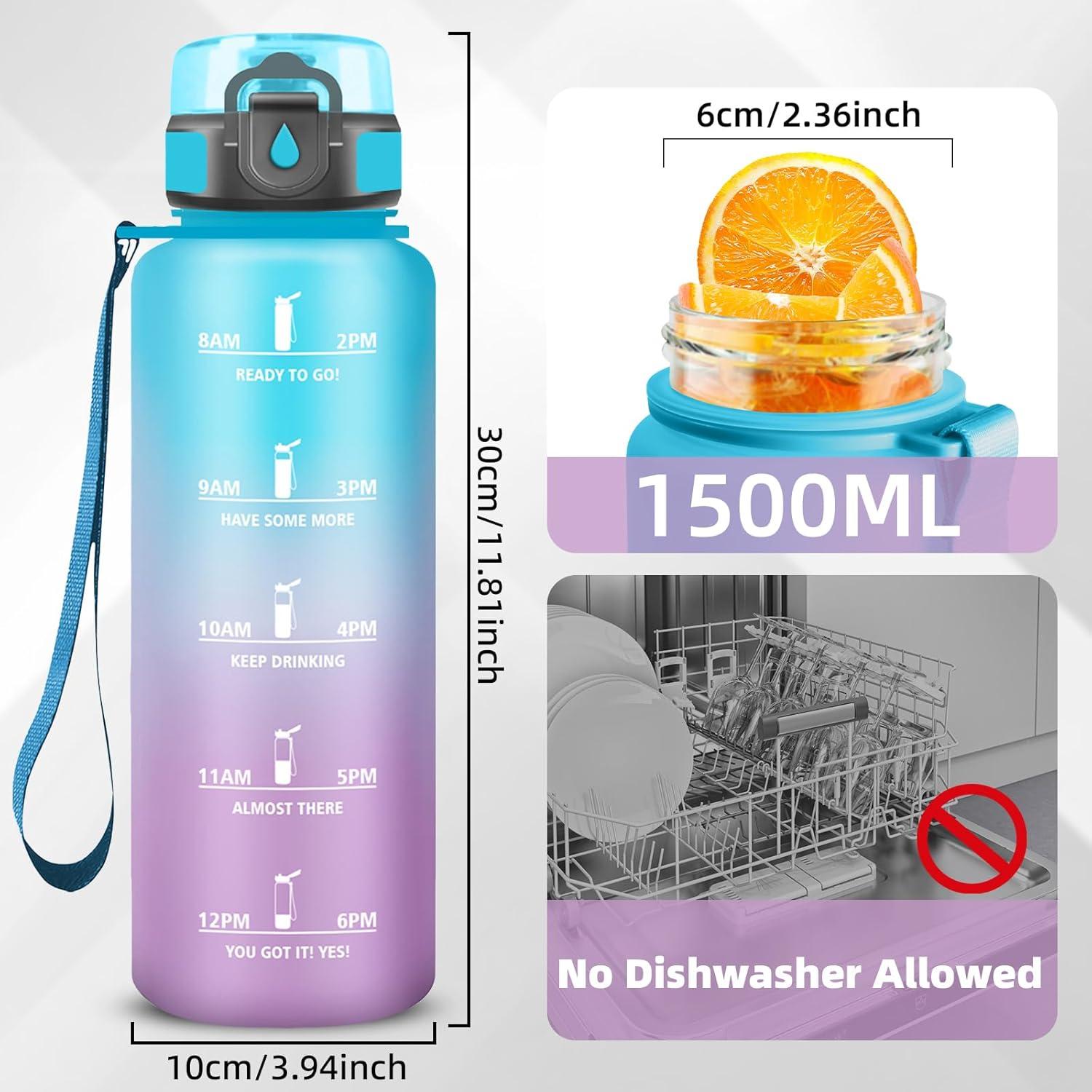 imageGrsta Gourde Gourde 500ml Bouteille Filtrante AntiFuite Facile Transporter Bouteille deau pour Motivation Facile Nettoyer pour Bureau Voyage Extrieur Adulte Camping Voyage SportBleuviolet