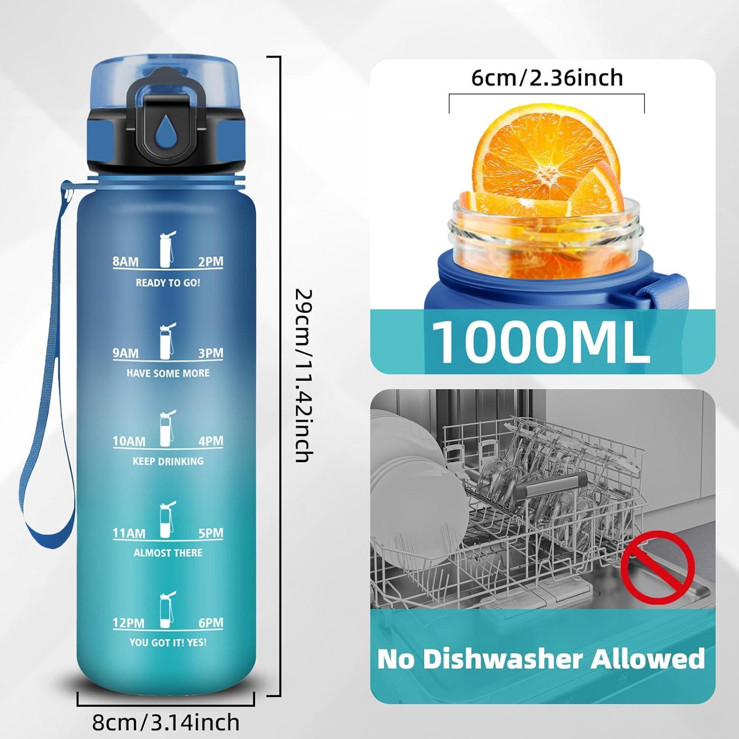imageGrsta Gourde Gourde 500ml Bouteille Filtrante AntiFuite Facile Transporter Bouteille deau pour Motivation Facile Nettoyer pour Bureau Voyage Extrieur Adulte Camping Voyage SportBleuvert