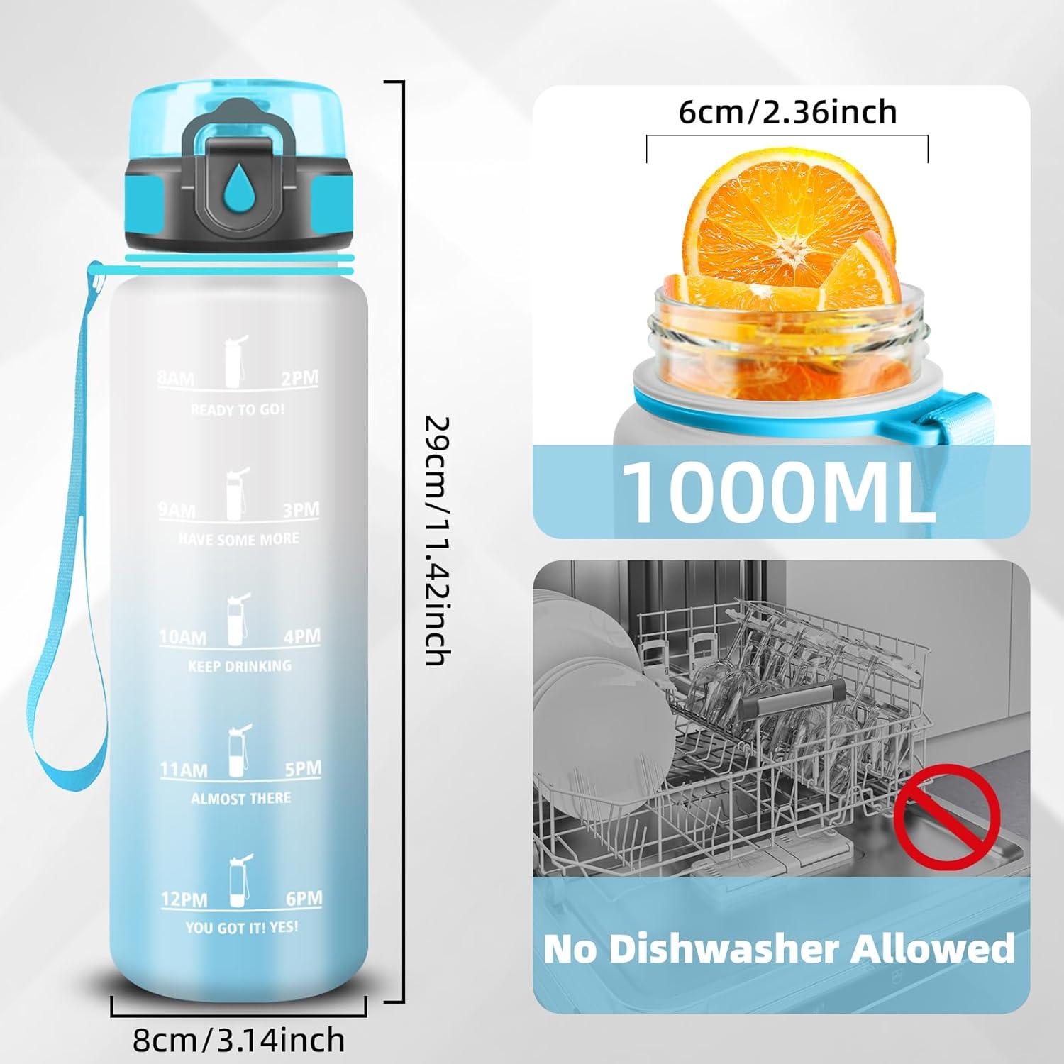 imageGrsta Gourde Gourde 500ml Bouteille Filtrante AntiFuite Facile Transporter Bouteille deau pour Motivation Facile Nettoyer pour Bureau Voyage Extrieur Adulte Camping Voyage SportGivrciel