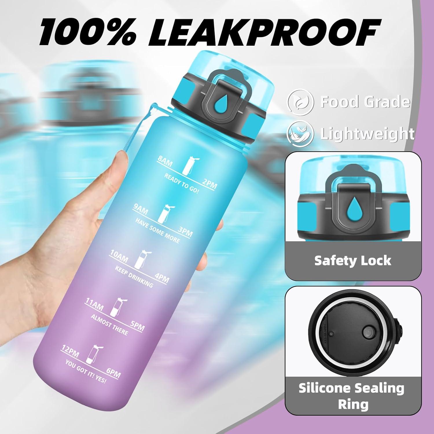 imageGrsta Gourde Gourde 500ml Bouteille Filtrante AntiFuite Facile Transporter Bouteille deau pour Motivation Facile Nettoyer pour Bureau Voyage Extrieur Adulte Camping Voyage SportBleuviolet