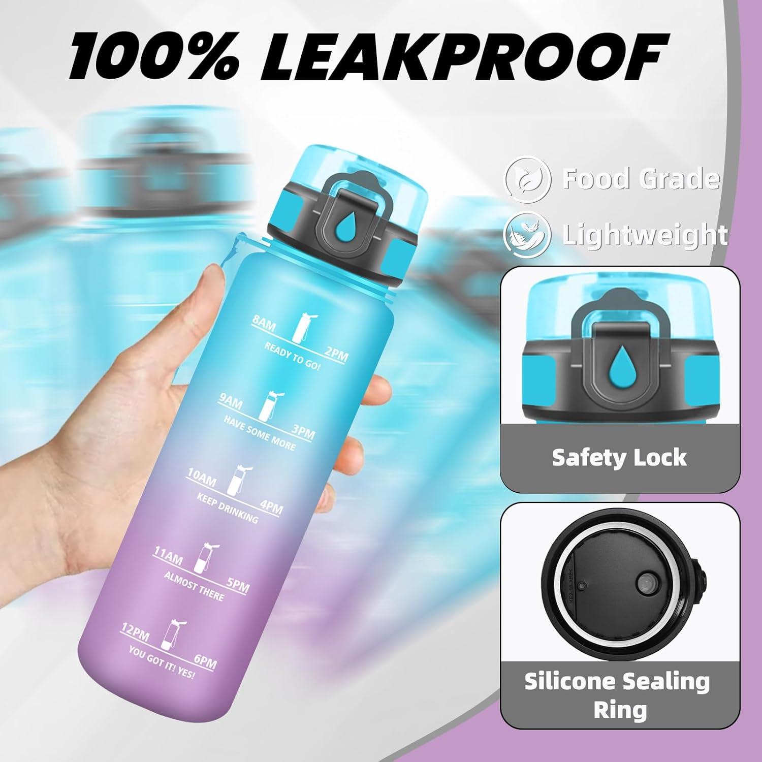 imageGrsta Gourde Gourde 500ml Bouteille Filtrante AntiFuite Facile Transporter Bouteille deau pour Motivation Facile Nettoyer pour Bureau Voyage Extrieur Adulte Camping Voyage SportBleuviolet