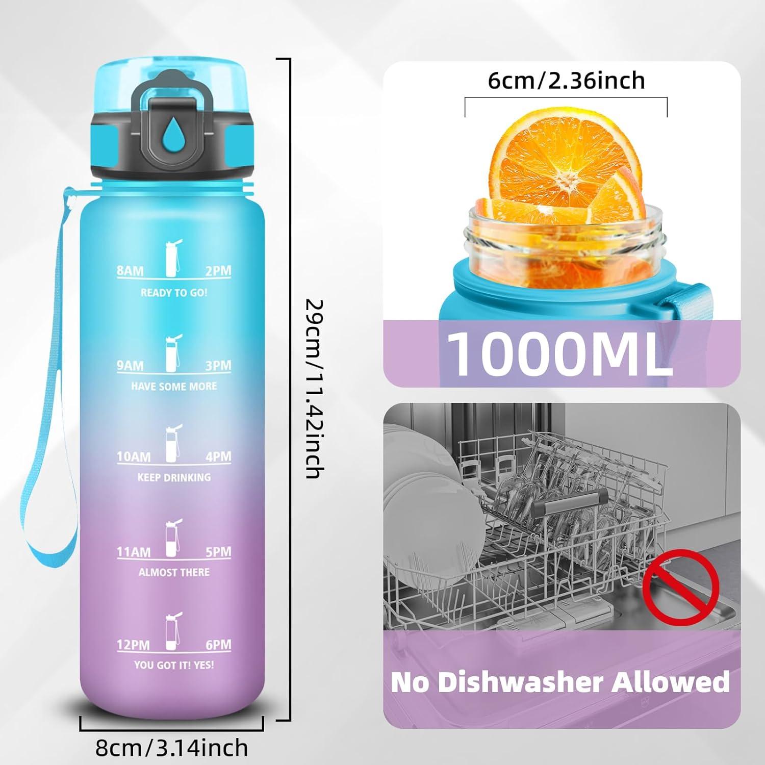 imageGrsta Gourde Gourde 500ml Bouteille Filtrante AntiFuite Facile Transporter Bouteille deau pour Motivation Facile Nettoyer pour Bureau Voyage Extrieur Adulte Camping Voyage SportBleuviolet