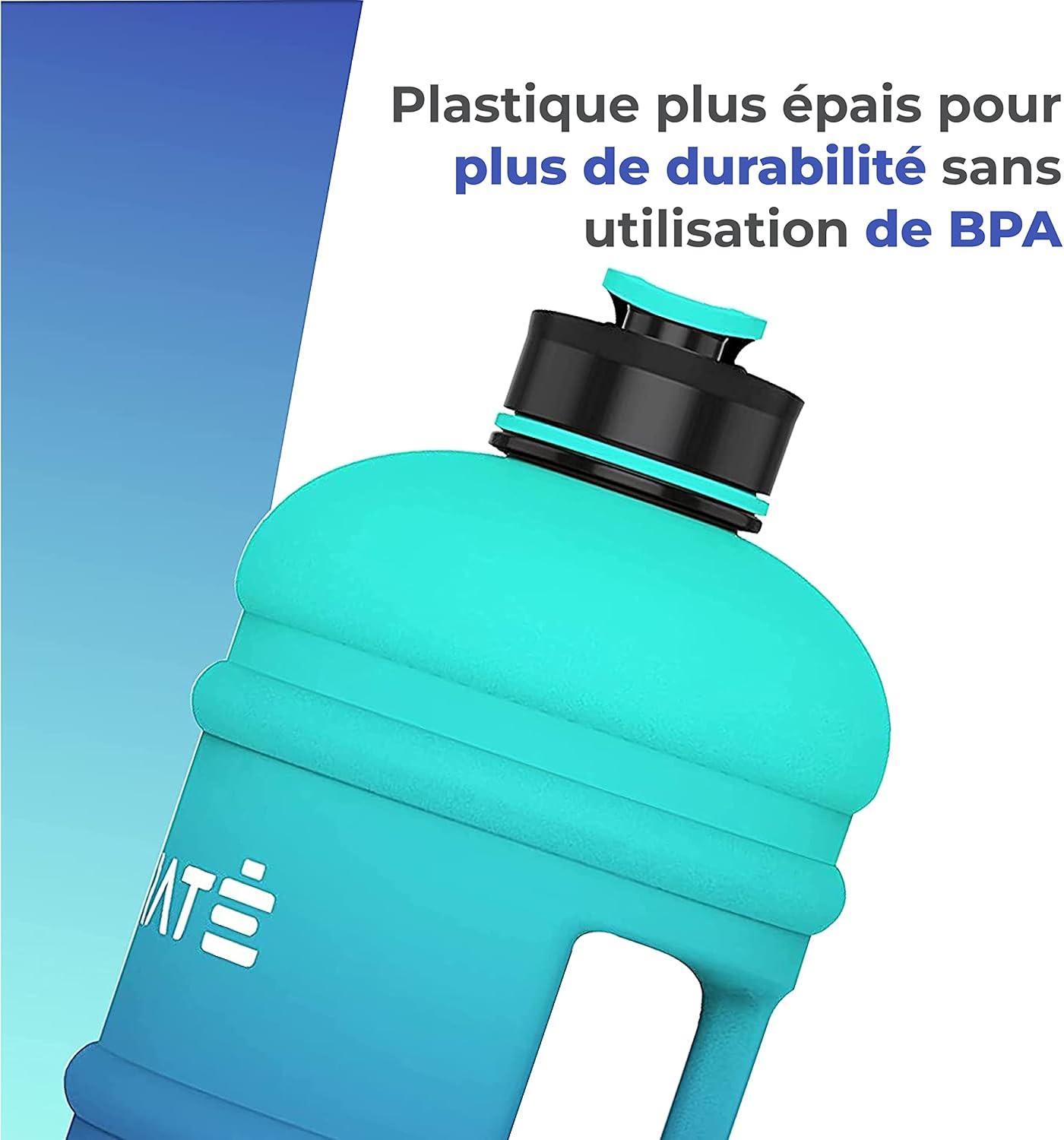 imageHYDRATE XL Bouteille deau 22 L Bouteille de Gym Avec Sangles de Transport Gourde Fitness Sans BPA Popup Bouchon pour le Sport le Yoga et les Activits de Plein Air Matte CamoBleu Lagon