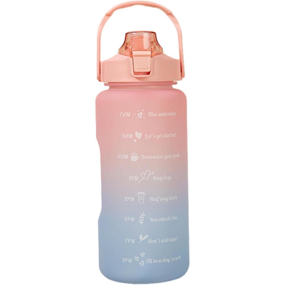imageGourde 2L Gradue Motivation avec Marqueur Paille et Poigne Idale pour le Camping la Randonne la Course et les Voyages Cadeau pour les CampeursDgrad Rose