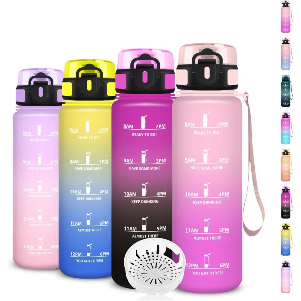 imageGourde Gourde 500ml Bouteille Filtrante AntiFuite Facile Transporter Bouteille deau pour Motivation Facile Nettoyer pour Bureau Voyage Extrieur Adulte Camping Voyage Sport RunningRoserose