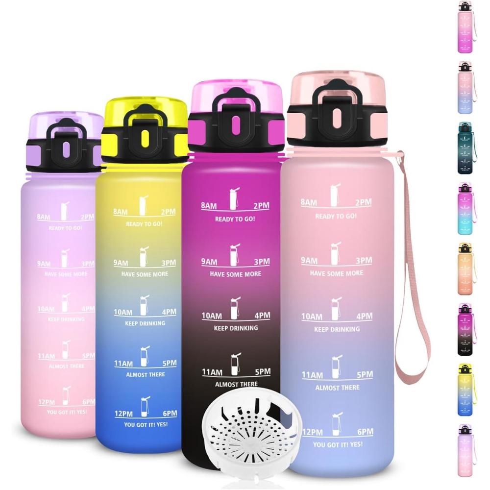 imageGourde Gourde 500ml Bouteille Filtrante AntiFuite Facile Transporter Bouteille deau pour Motivation Facile Nettoyer pour Bureau Voyage Extrieur Adulte Camping Voyage Sport RunningRoseciel