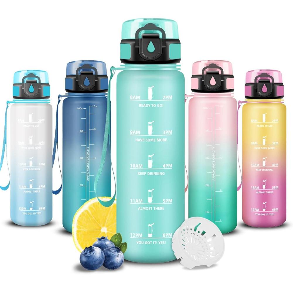 imageGrsta Gourde Gourde 500ml Bouteille Filtrante AntiFuite Facile  Transporter Bouteille deau pour Motivation Facile  Nettoyer pour Bureau Voyage Extrieur Adulte Camping Voyage SportM  Bleuvert