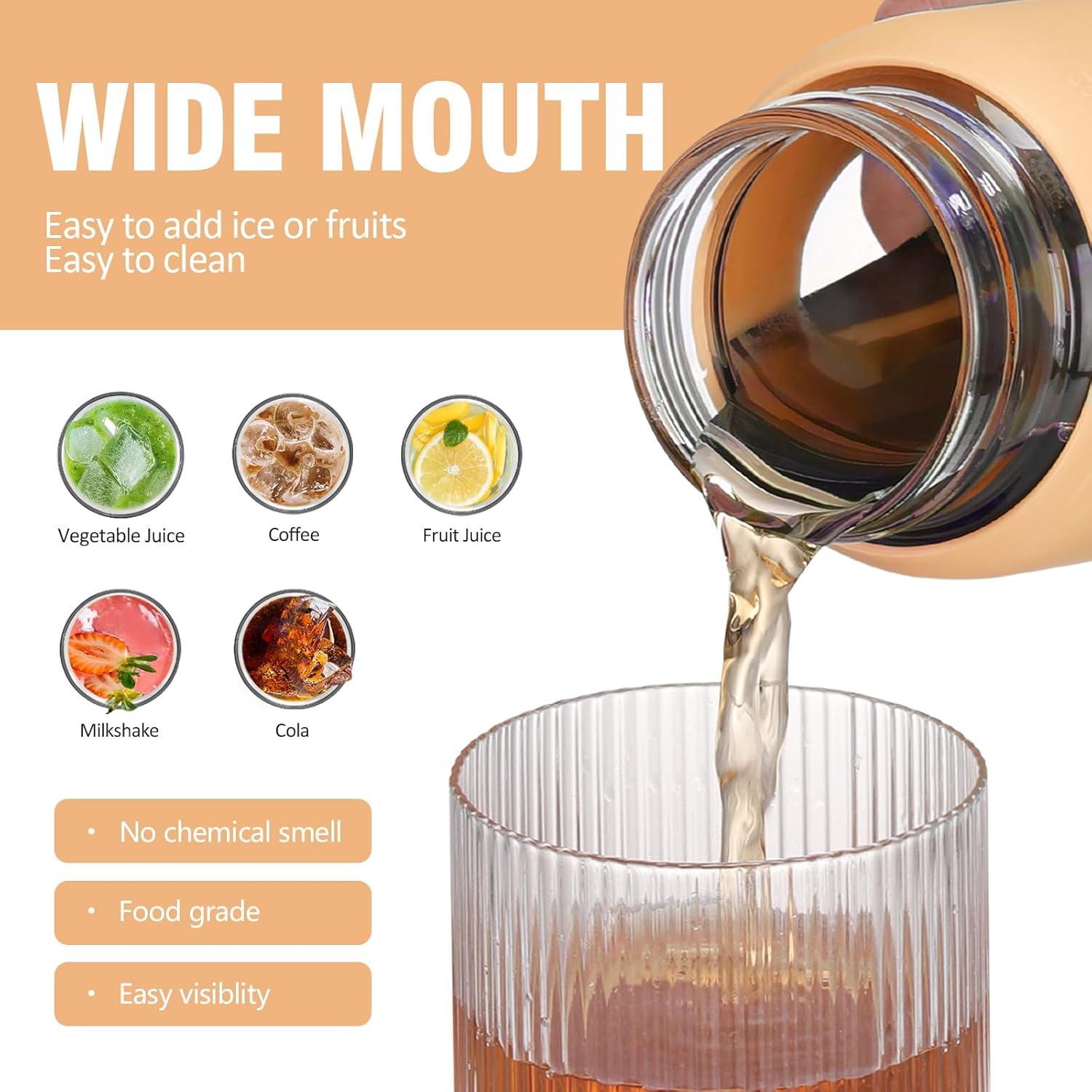 imageBLUEGO 900ML Bouteille deau en Verre avec Poigne et Paille Bouteille dhydratation avec Manchon en Silicone et Marquage du Temps Gourde de Motivation pour Gym Sport Extrieur Antifuite Bleu foncAmbre