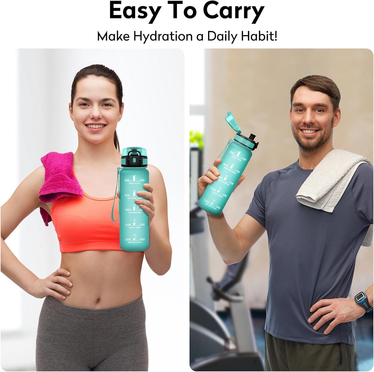imageBouteille deau 500ml Gourde Enfant avec Filtre Gourde Sport tanche Gourdes avec Marqueur de Temps Bouteille Reutilisable Gourdes Motivation Idale pour Yoga cole Bureau Randonne32oz1000ml Mat Bleuvert